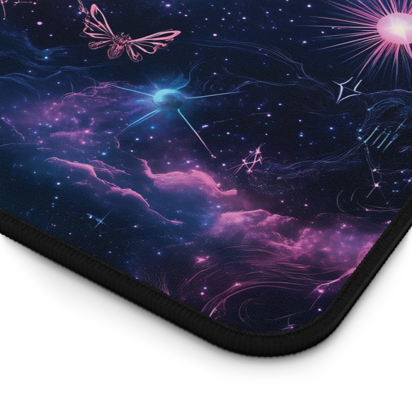 Cosmic Earth Desk Mat | Neoprene | Anti-Slip | Vibrant Galaxy & Constellation Design | Office Gaming Decor | 3 Sizes