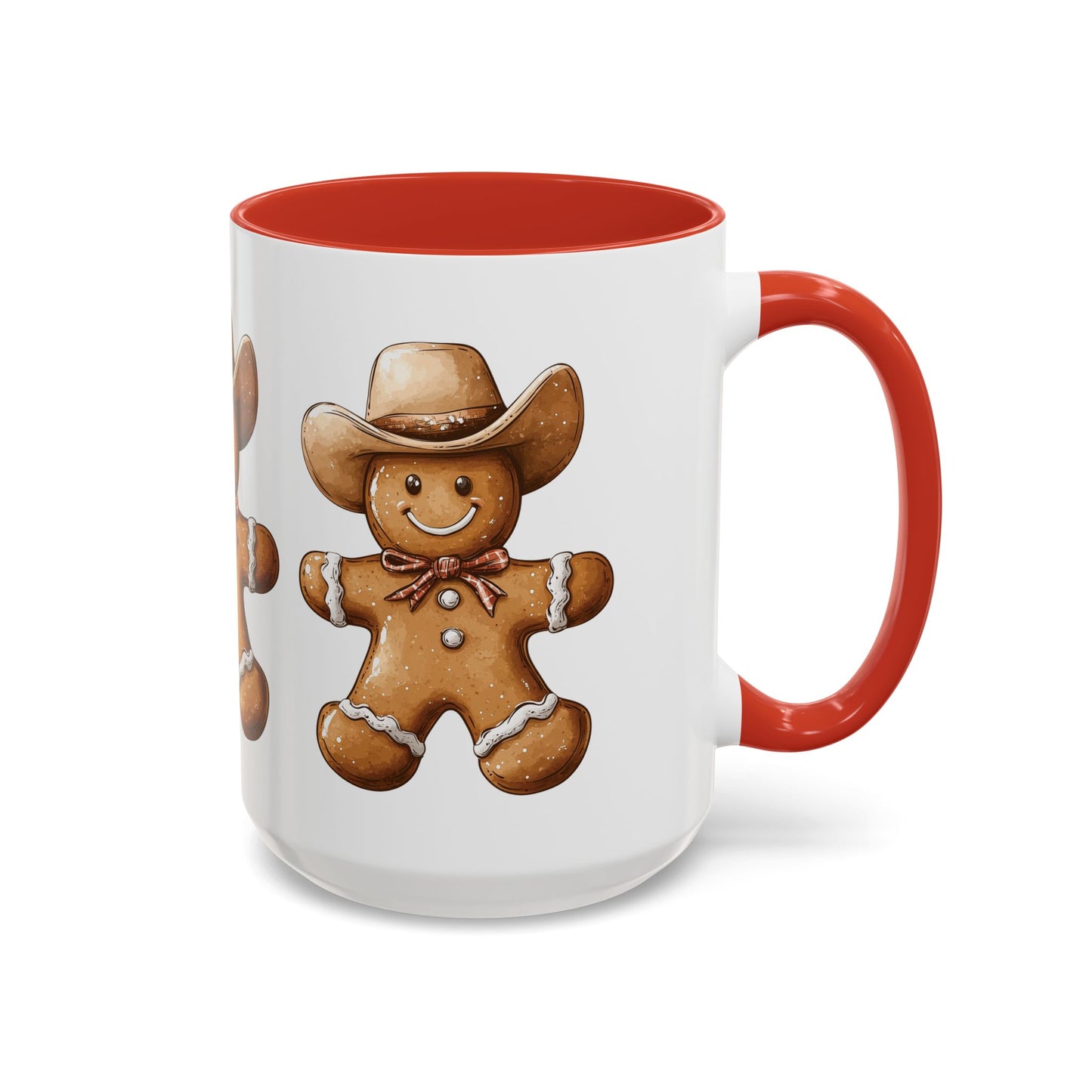 Cowboy Gingerbread Man Tan Hat Ceramic Mug - Festive Western Holiday Design - Perfect for Christmas and Cookie Lovers