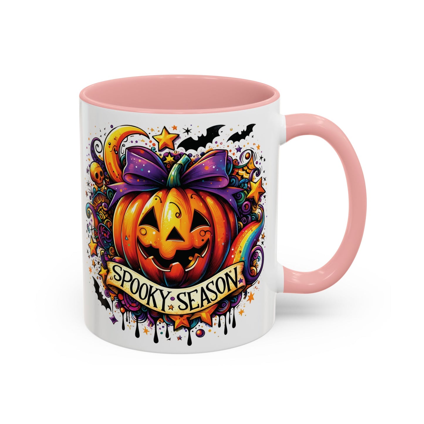 Spooky Season Halloween Mug | Colorful Pumpkin Design | 11oz and 15oz Ceramic Coffee Cup