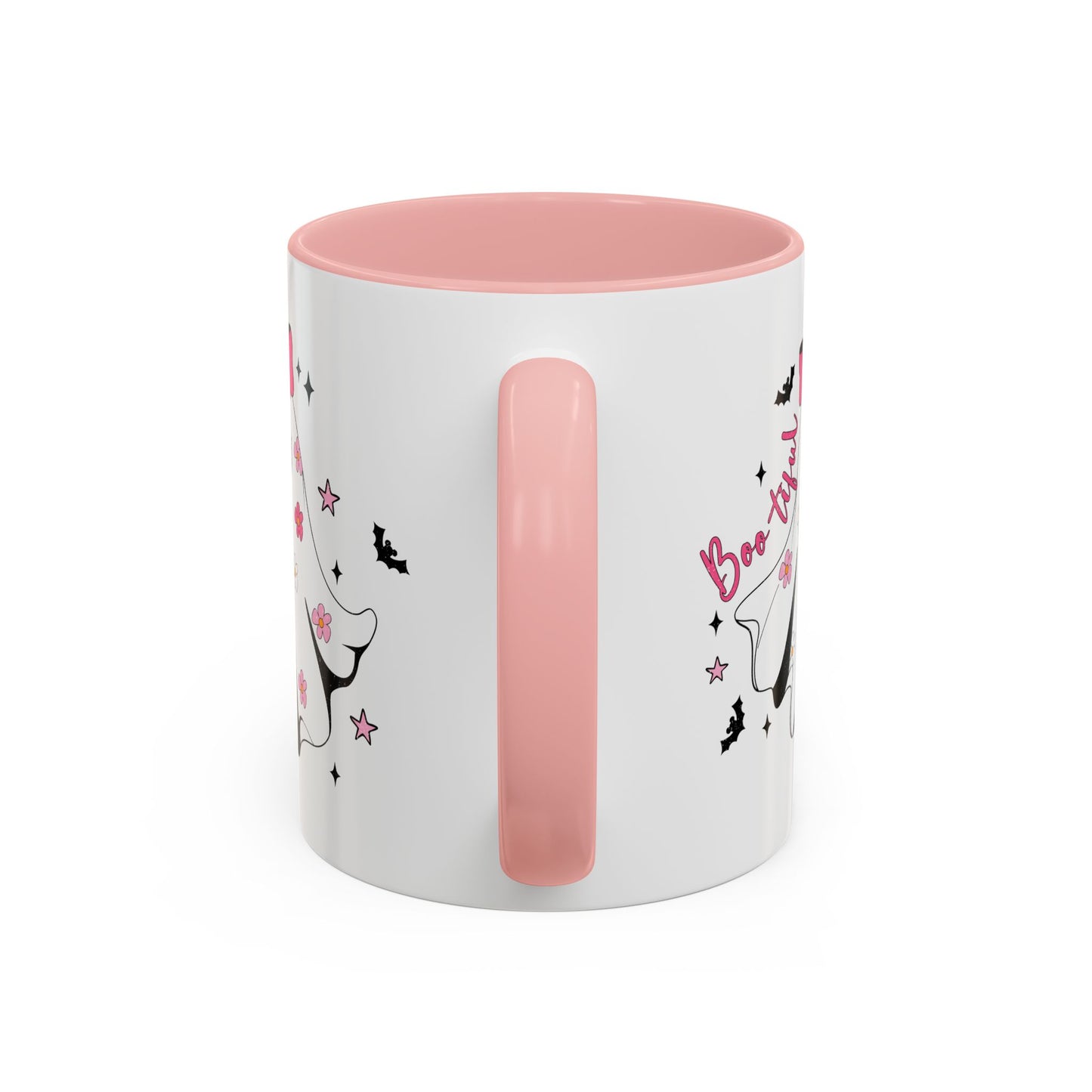 Boo-tiful Halloween Ghost Mug | 11oz and 15oz Coffee Cup | Cute Floral Design | Pink, Red, Black, Light Blue, or Navy Handle and Interior