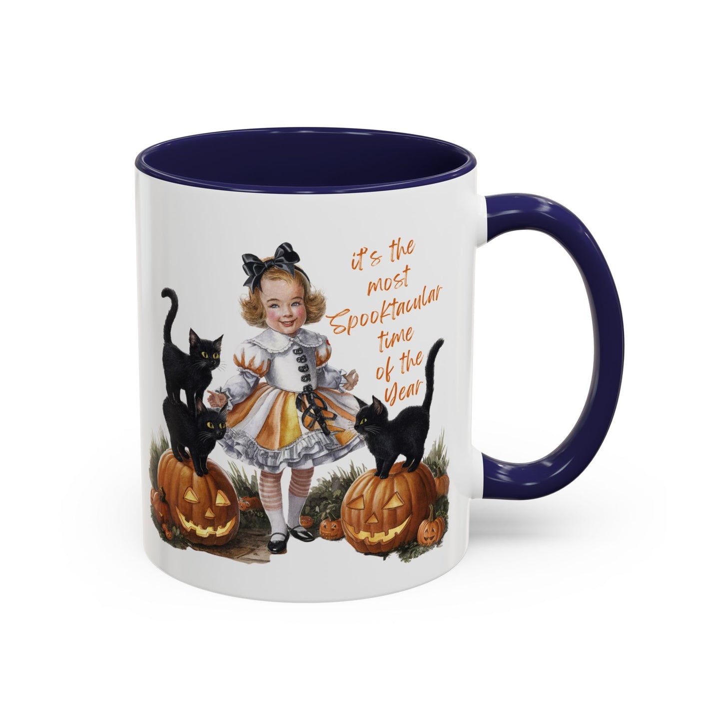 Most Spooktacular Time of the Year Mug | Vintage Halloween Girl with Black Cats and Pumpkins | Halloween Coffee Mug | Fall Drinkware