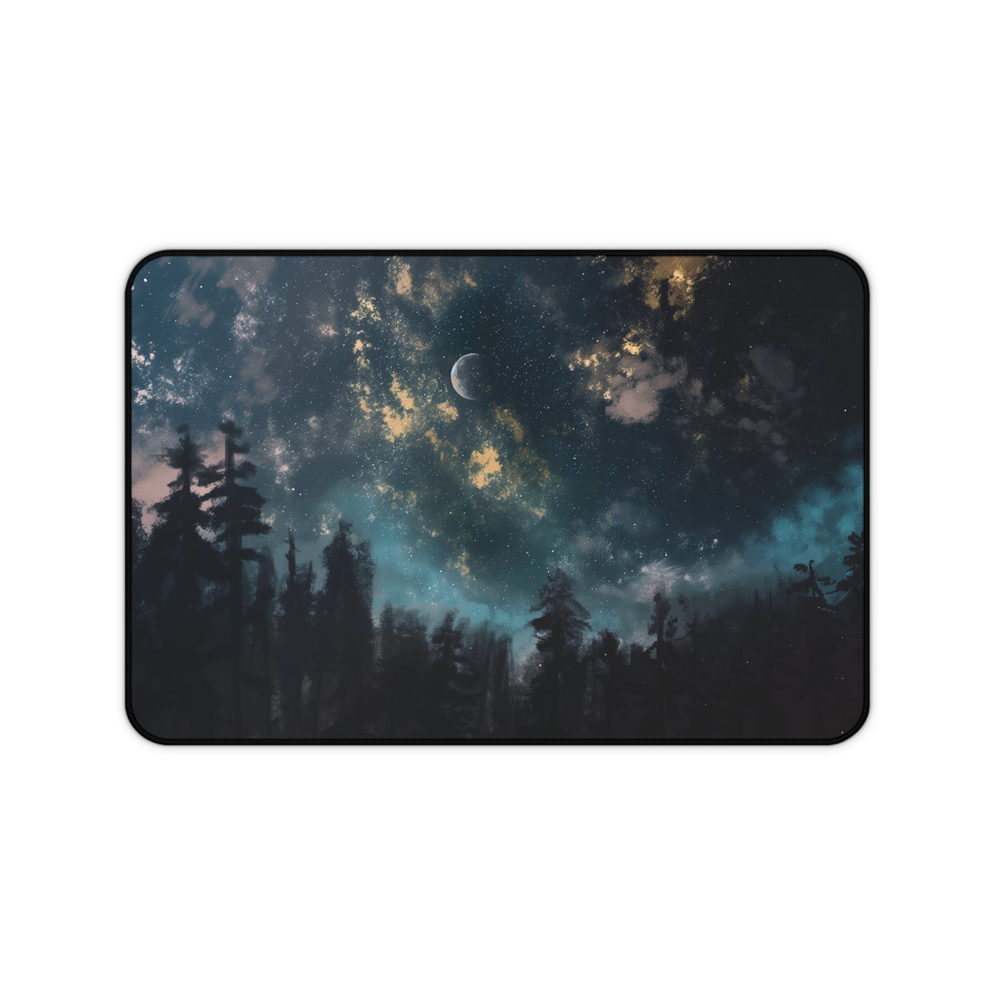 Starry Night Forest Desk Mat | Celestial Anti-Slip | 3 Sizes | Office Decor