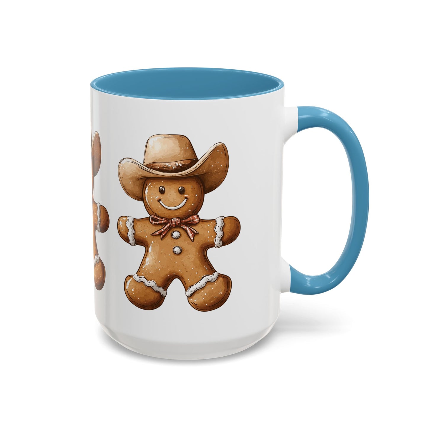 Cowboy Gingerbread Man Tan Hat Ceramic Mug - Festive Western Holiday Design - Perfect for Christmas and Cookie Lovers