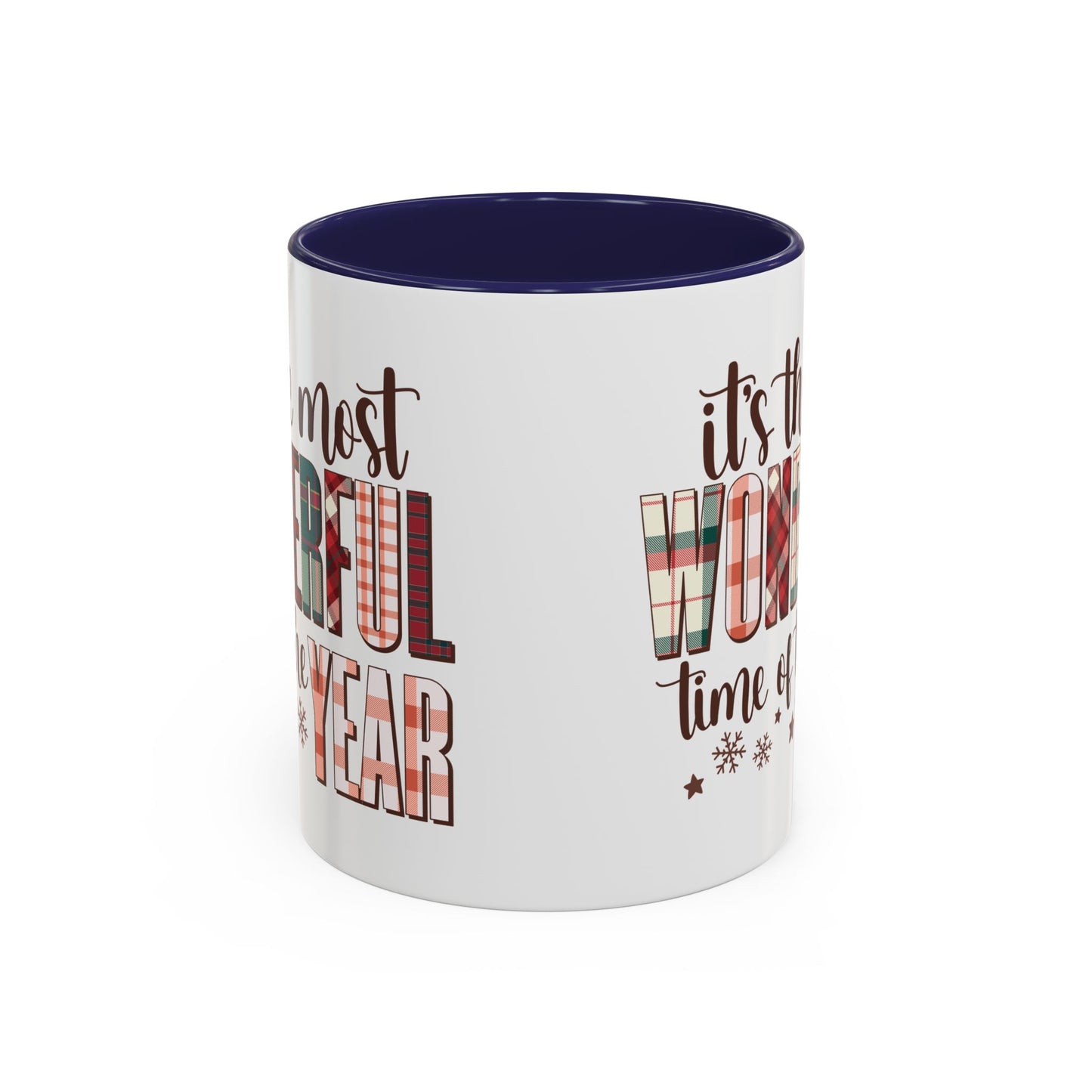 It's the Most Wonderful Time of the Year Christmas Mug | Plaid Text Holiday Design | Festive Winter Coffee Mug