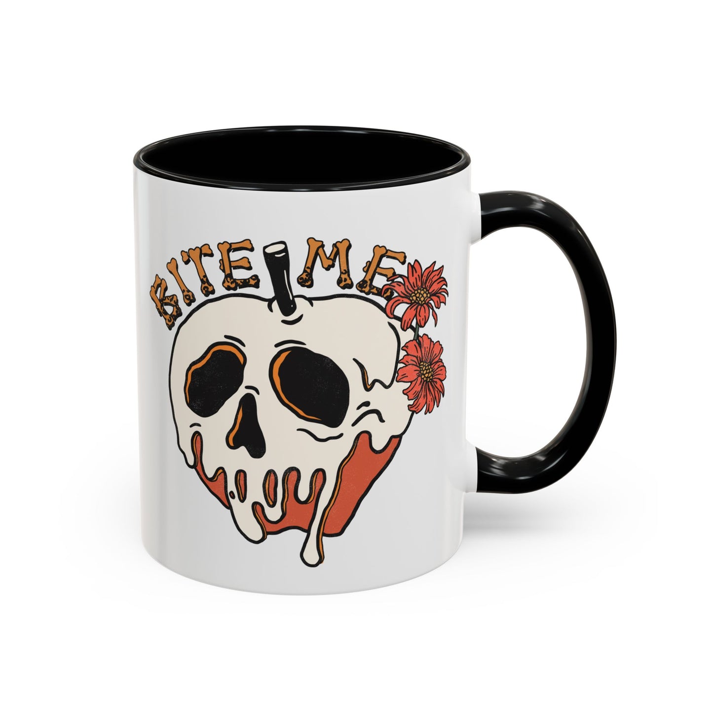 Bite Me Halloween Mug | Poison Apple Skull Design | Spooky Coffee Mug | Fall Drinkware | Gothic Gift Idea