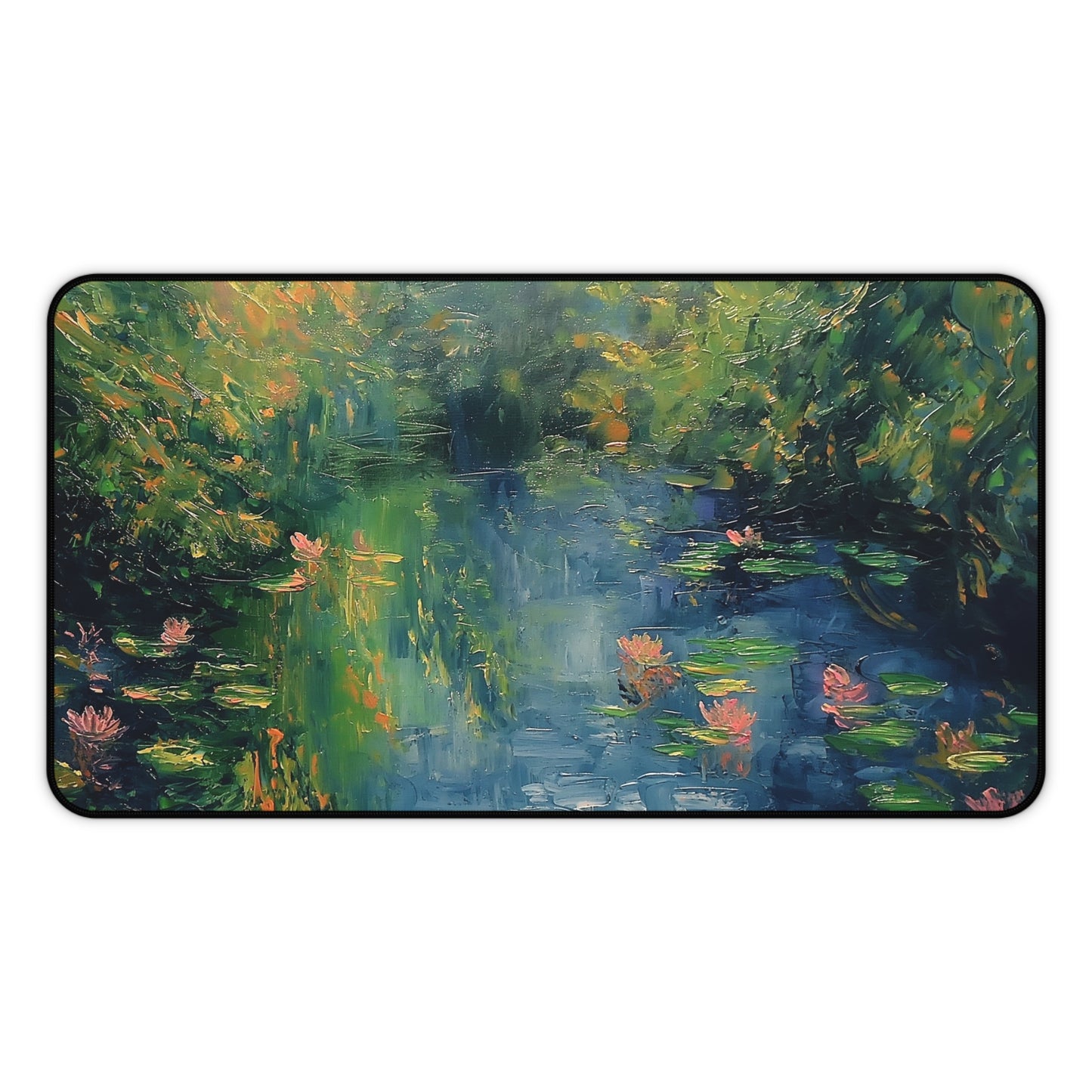 Water Lily Pond Computer Desk Mat | Tranquil Nature Mouse Pad | Anti-Slip Neoprene Desk Mat for Home Office | 3 Sizes Available