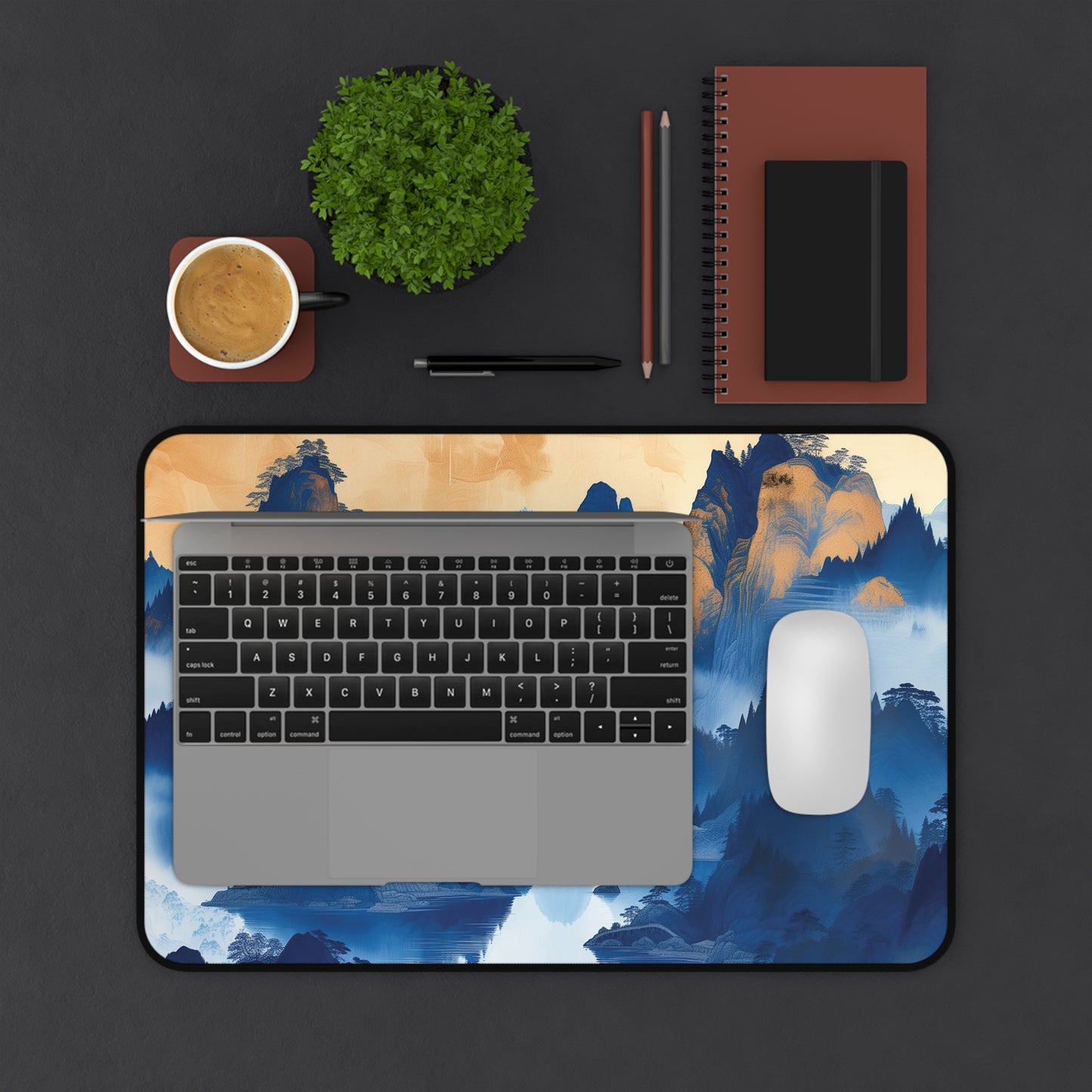 Serene Blue Mountains Desk Mat | Neoprene | Anti-Slip | 3 Sizes