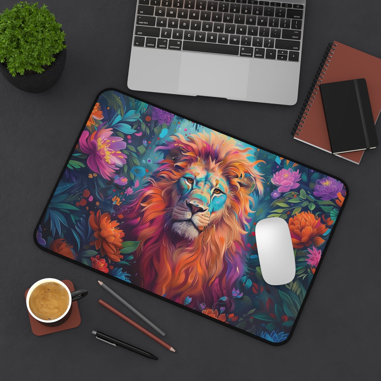 Colorful Lion Desk Mat | Neoprene | Anti-Slip | 3 Sizes