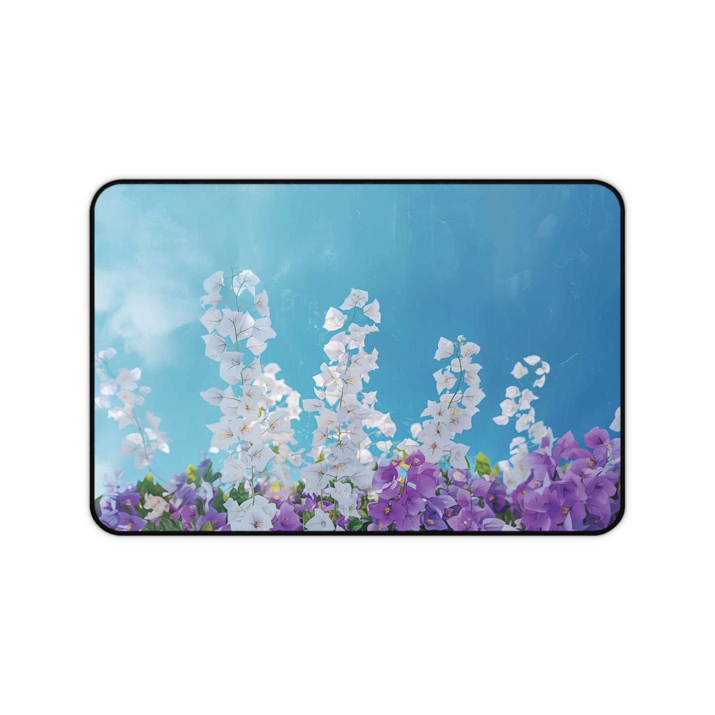 Floral Bliss Desk Mat | Wisteria & Blue Sky Design | Neoprene | Anti-Slip | 3 Sizes | Office Decor