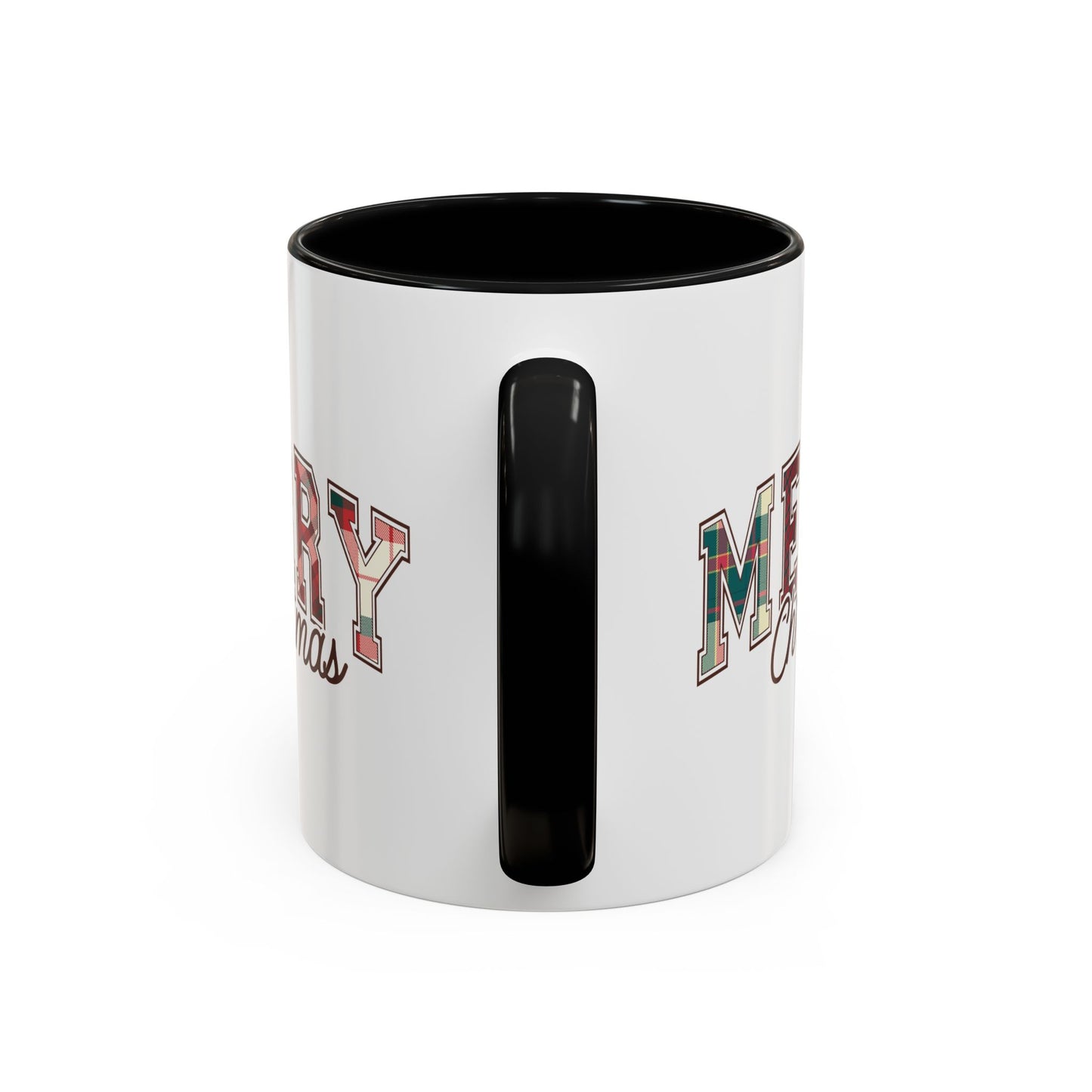 Merry Christmas Mug | Plaid Holiday Text Design | Festive Coffee Cup