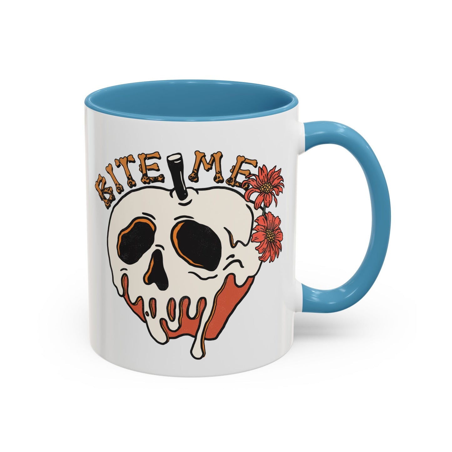 Bite Me Halloween Mug | Poison Apple Skull Design | Spooky Coffee Mug | Fall Drinkware | Gothic Gift Idea