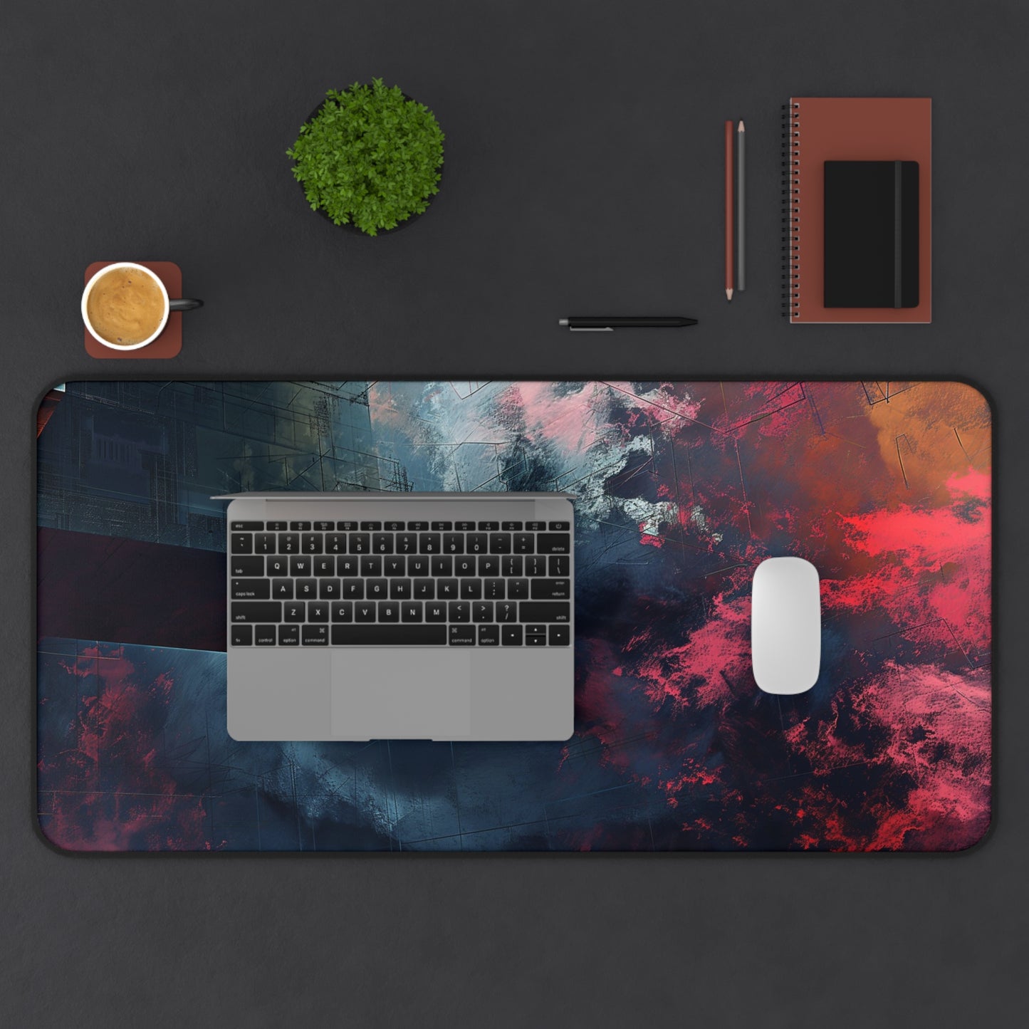 Abstract Geometric Computer Desk Mat | Modern Art Mouse Pad | Anti-Slip Neoprene Desk Mat for Home Office | 3 Sizes Available