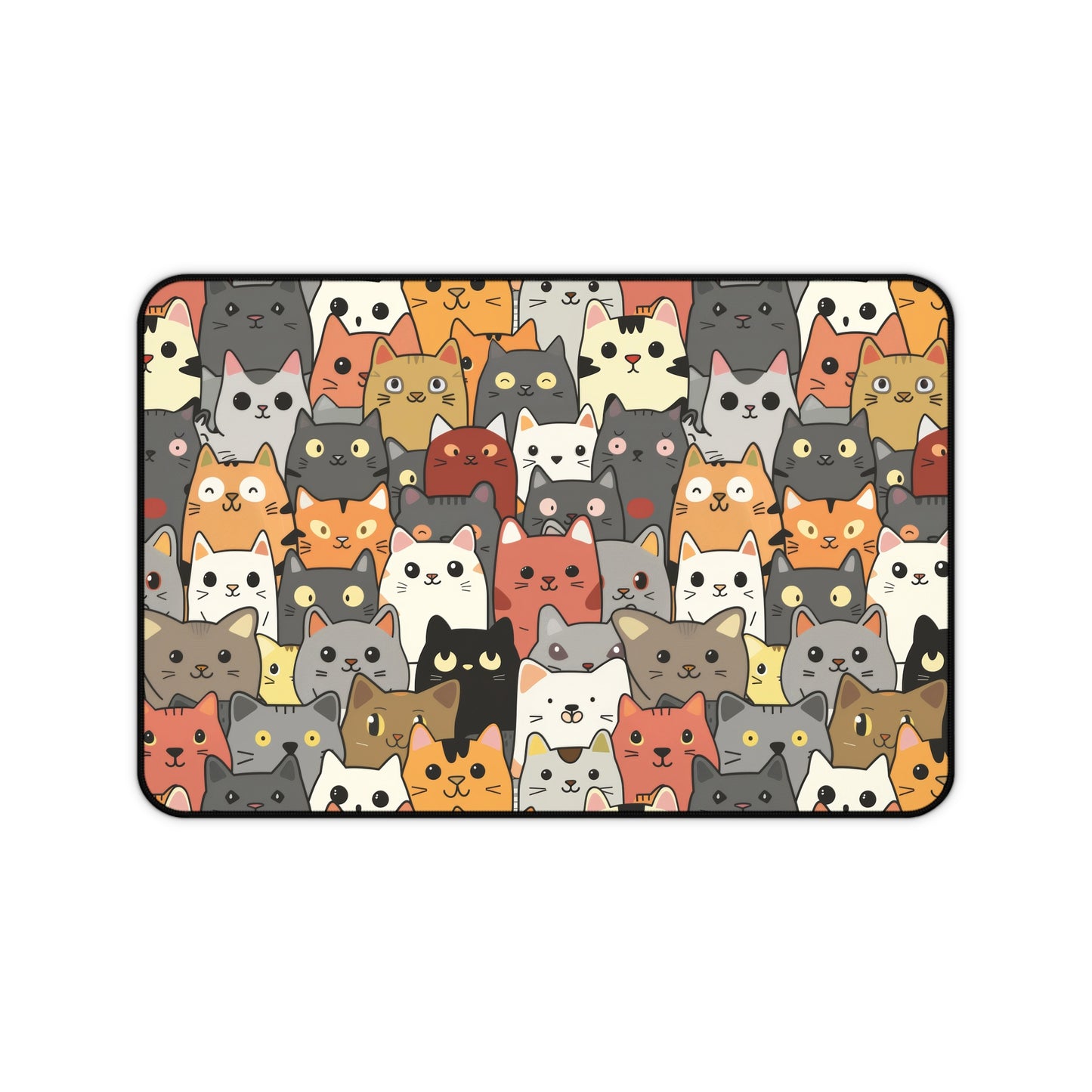 Cute Cat Desk Mat With Kittens - Customizable Neoprene Anti-Slip Mouse Pad - Whimsical Office Decor - Available in 3 Sizes