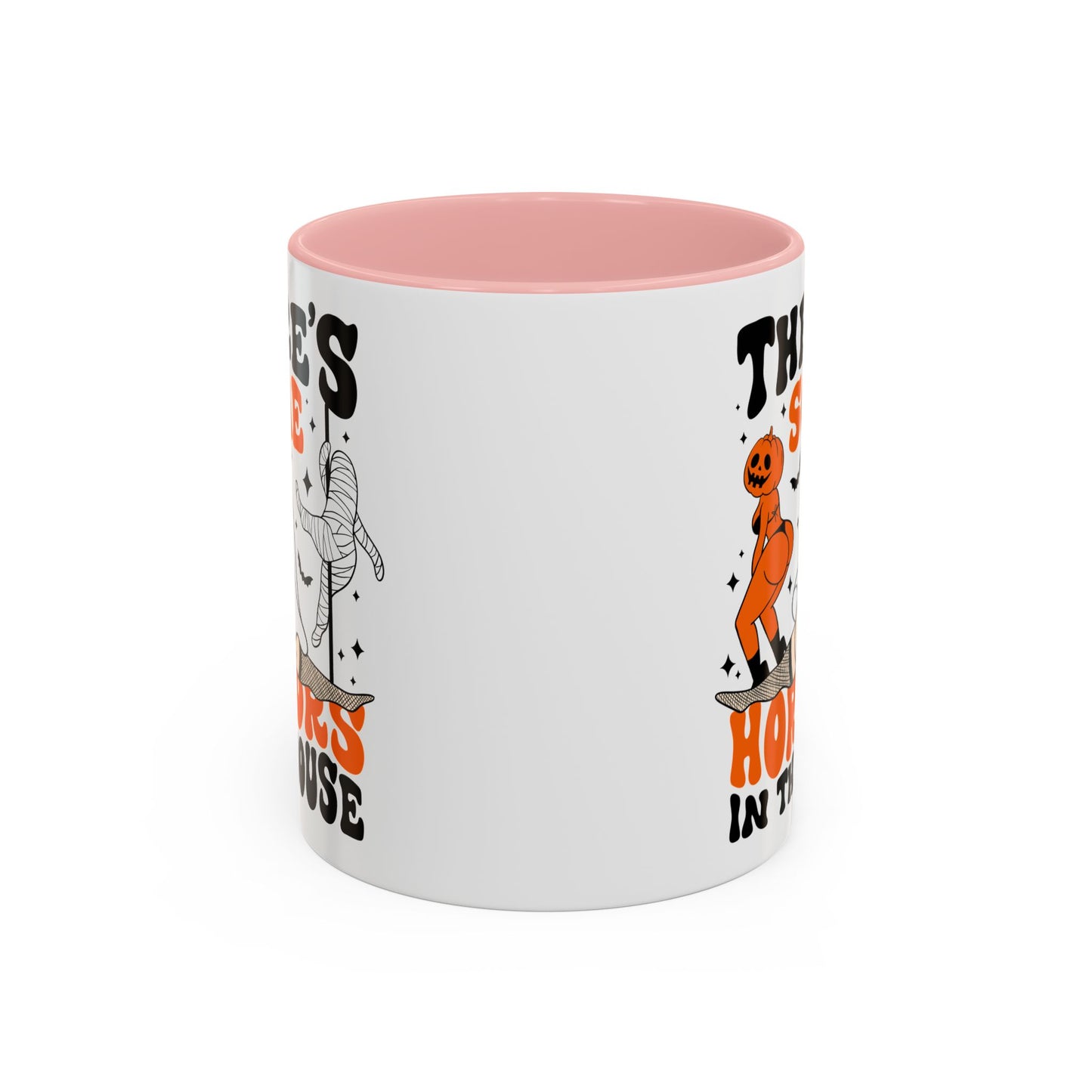 Theres Some Horrors in This House Funny Halloween Mug | 11oz and 15oz Ceramic Coffee Cup | Ghost and Pumpkin Design