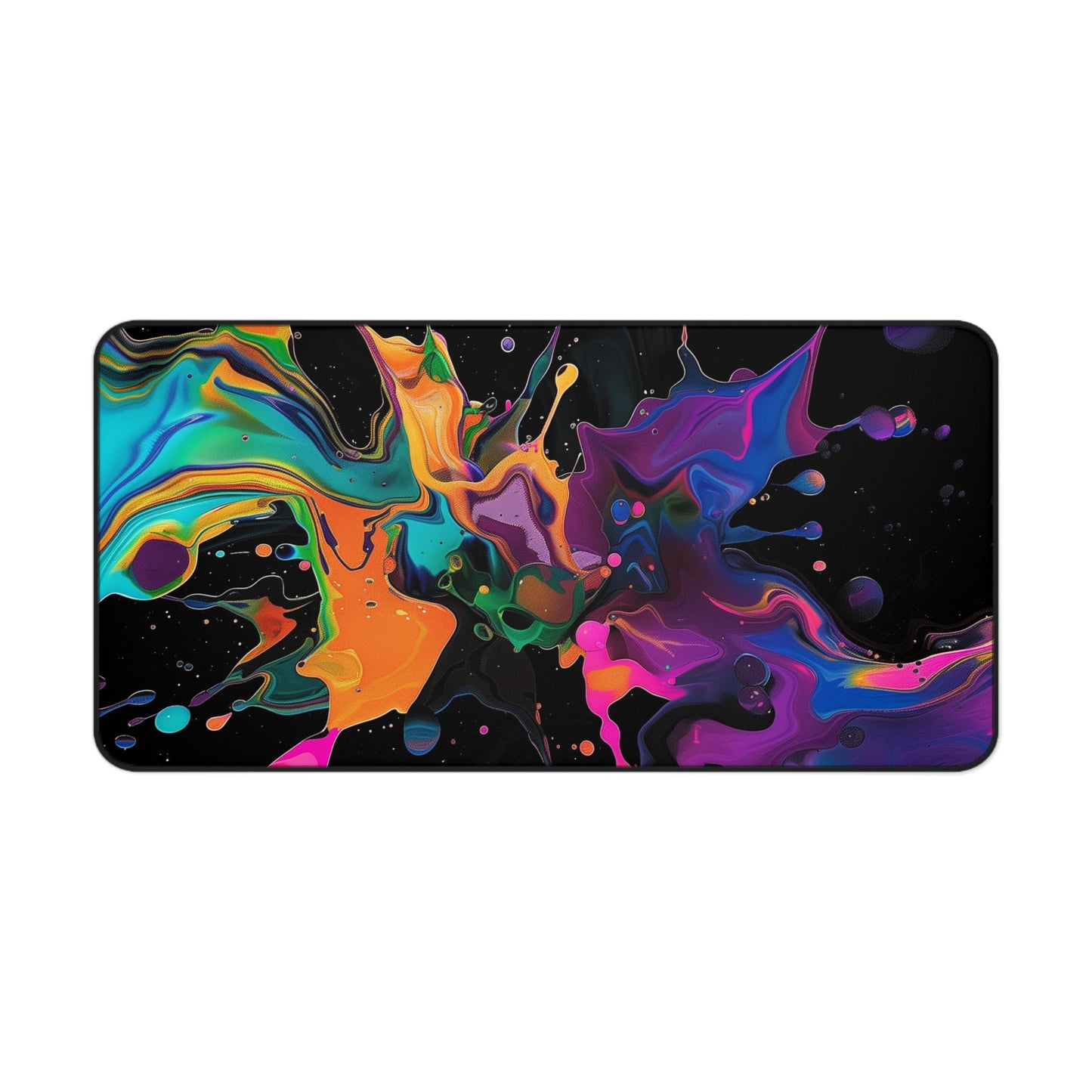 Abstract Paint Splash Desk Mat | Colorful Neoprene Mouse Pad | Anti-Slip Office Desk Mat | 3 Sizes Available