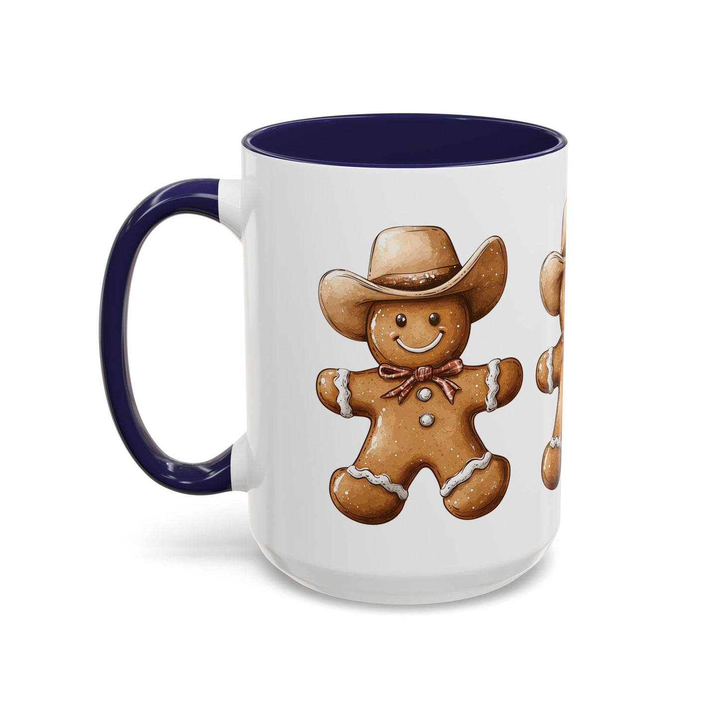 Cowboy Gingerbread Man Tan Hat Ceramic Mug - Festive Western Holiday Design - Perfect for Christmas and Cookie Lovers