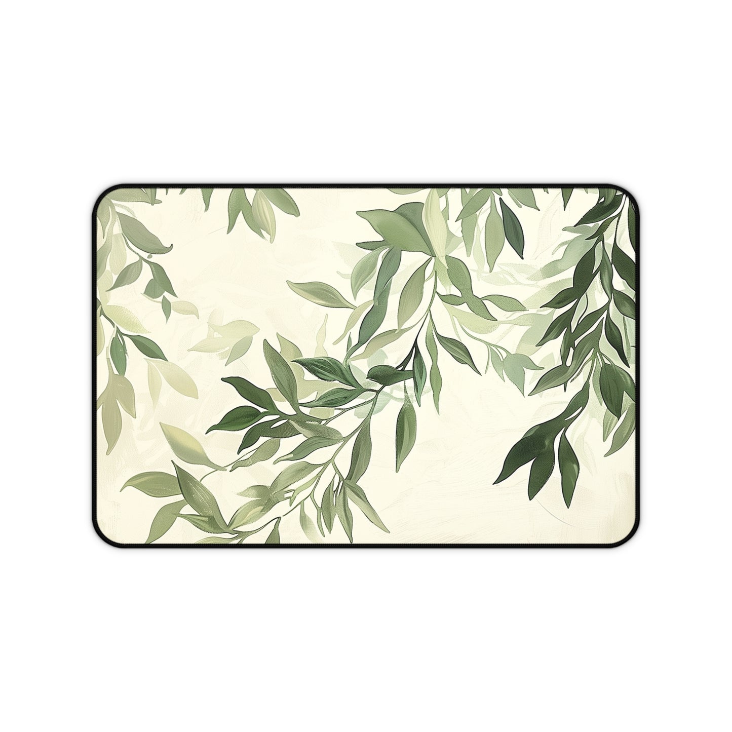 Green Leaves Computer Desk Mat | Botanical Mouse Pad | Anti-Slip Neoprene Desk Mat for Home Office | 3 Sizes Available