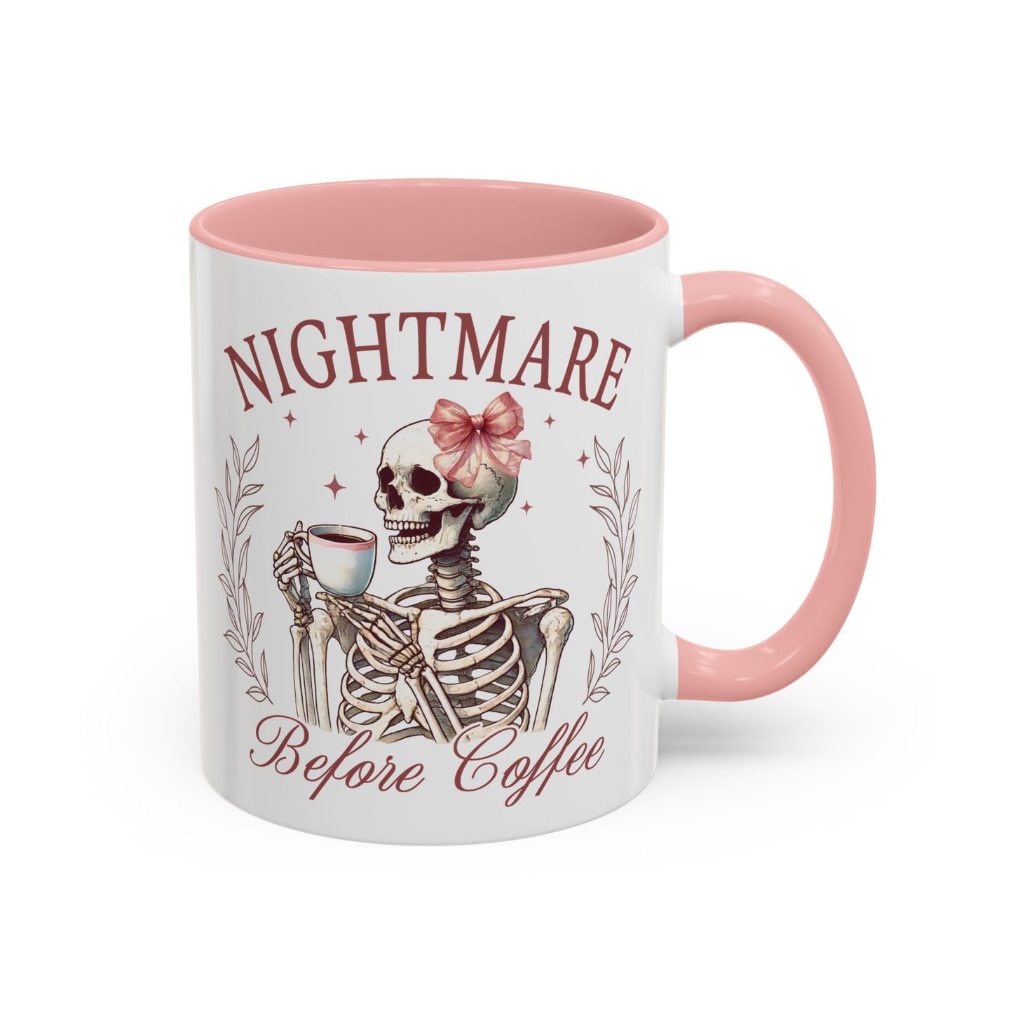 Nightmare Before Coffee Skeleton Mug | 11oz and 15oz Ceramic Coffee Cup | Funny Halloween Coffee Lover Design