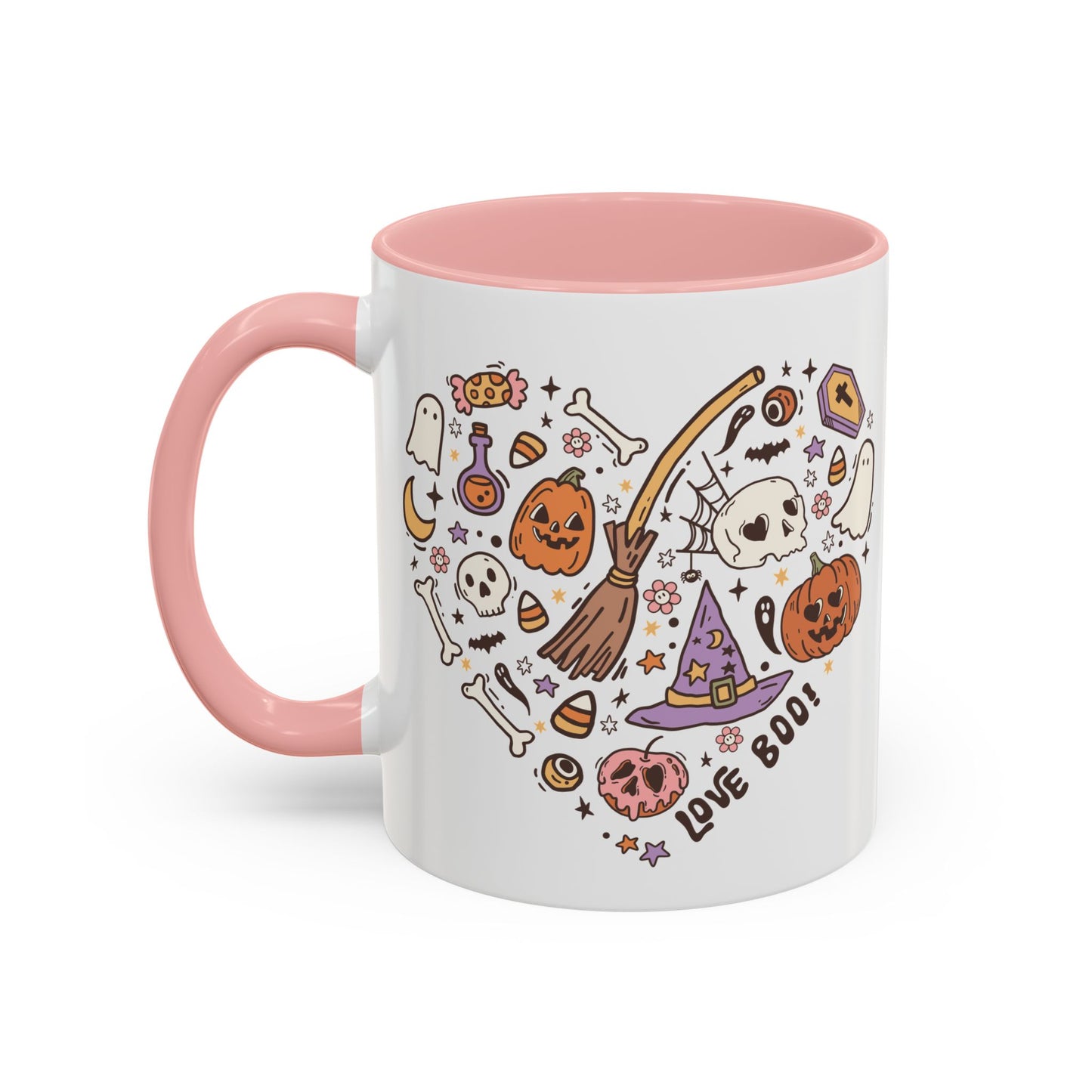 Love Boo! Halloween Mug | 11oz and 15oz Ceramic Coffee Cup | Spooky Heart Design