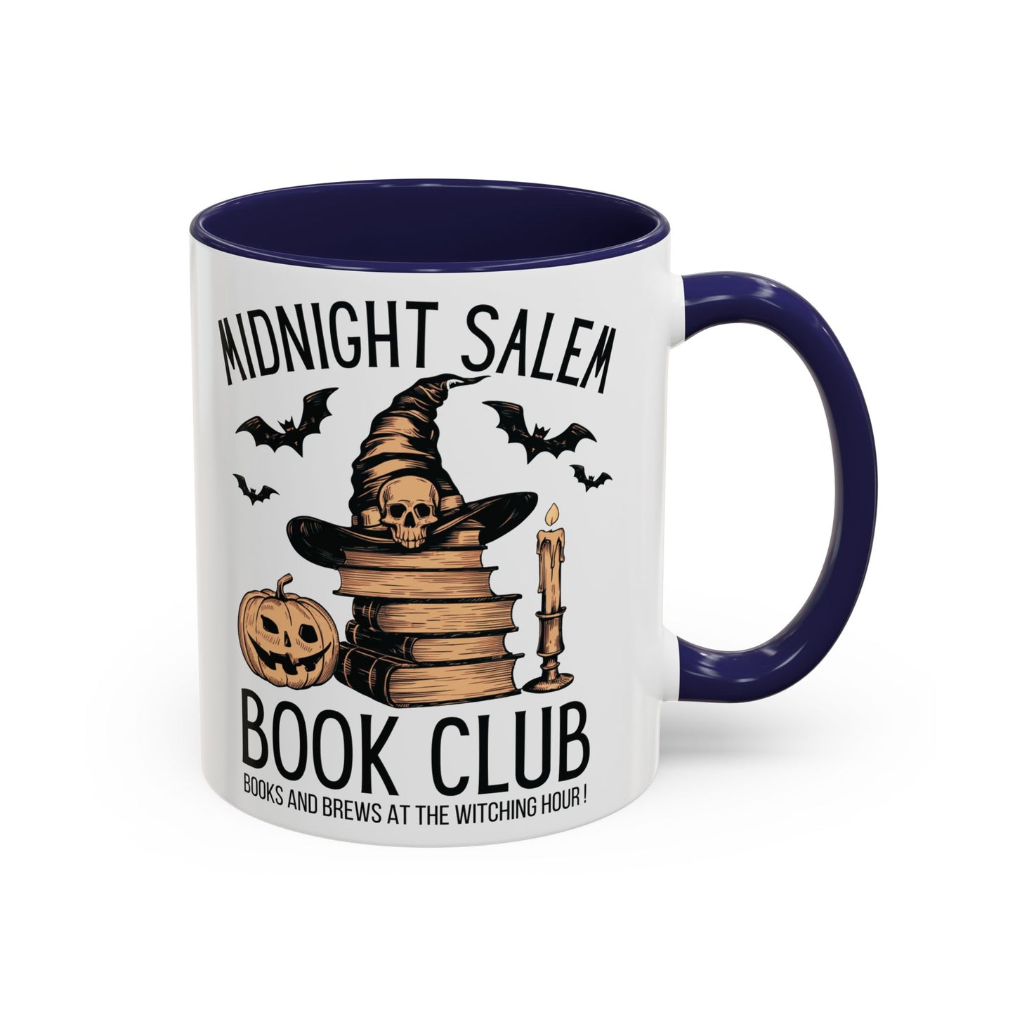 Midnight Salem Book Club Mug | Witchy Skull and Book Design | Halloween Coffee Mug | Spooky Fall Drinkware