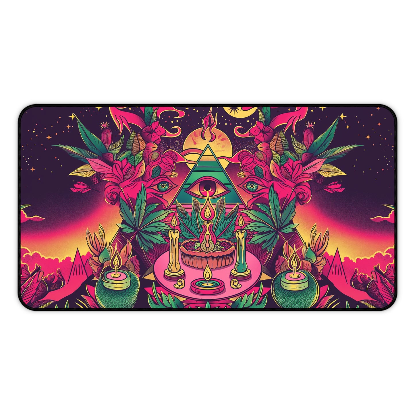 Mystic Vision Computer Desk Mat | Psychedelic Art Mouse Pad | Anti-Slip Neoprene Desk Mat for Home Office | 3 Sizes Available