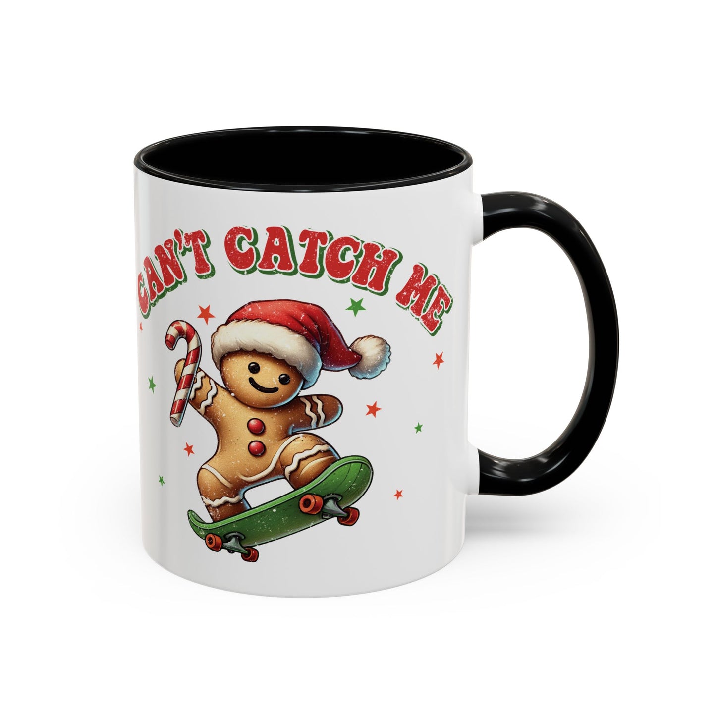 Can't Catch Me Gingerbread Mug - Fun Holiday Skateboarding Gingerbread Design - Perfect for Christmas Cheer