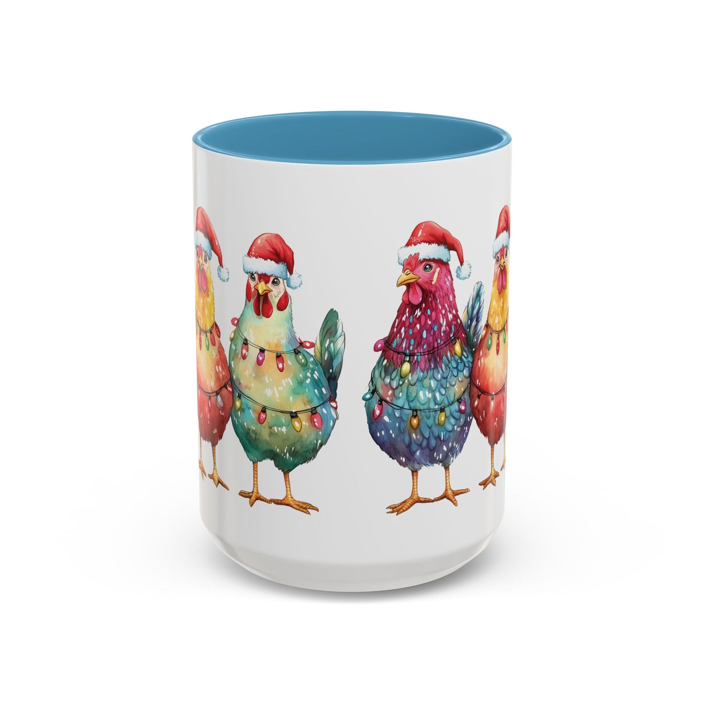 Christmas Chickens Mug - Festive Holiday Chicken Trio Design - Perfect for Farmhouse Christmas Decor