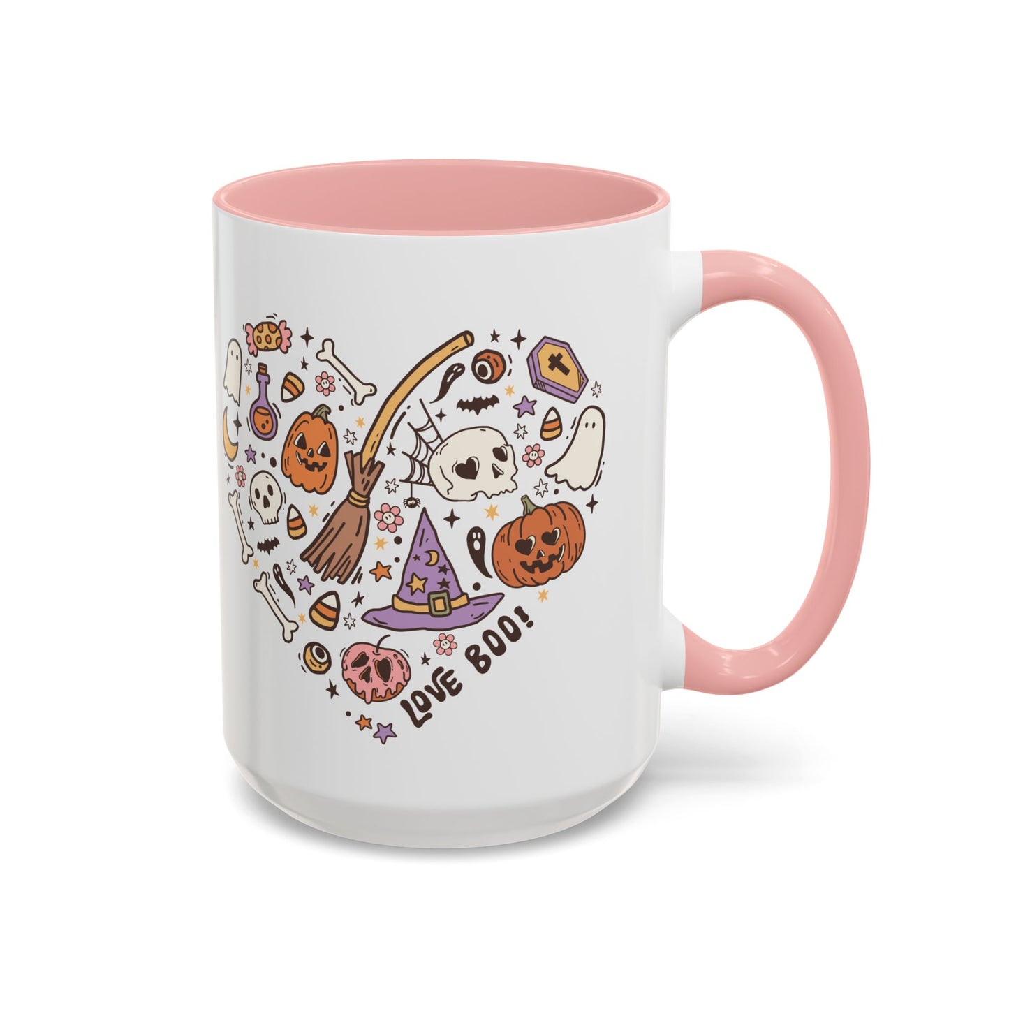 Love Boo! Halloween Mug | 11oz and 15oz Ceramic Coffee Cup | Spooky Heart Design