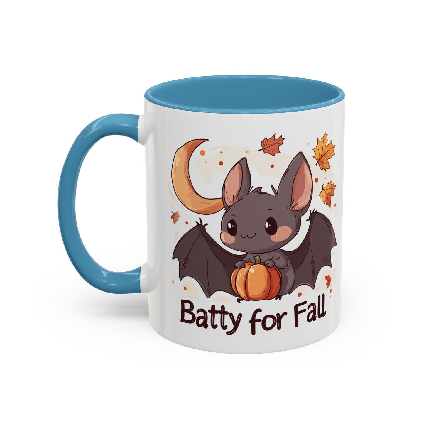 Batty for Fall Ceramic Mug - Adorable Bat and Pumpkin Design - Perfect for Halloween and Autumn Lovers