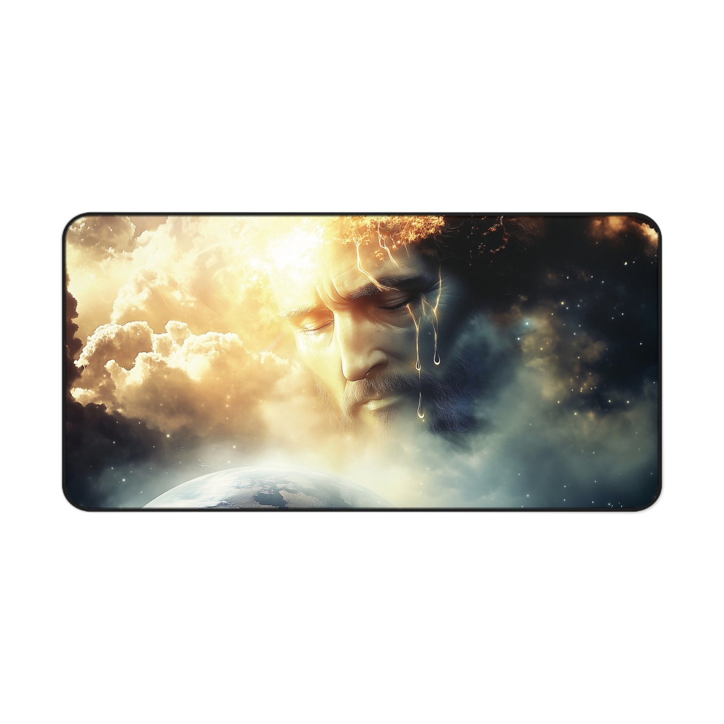 Compassionate Savior Desk Mat | Neoprene | Anti-Slip | Divine Christian Art Design | Office & Gaming Decor | 3 Sizes