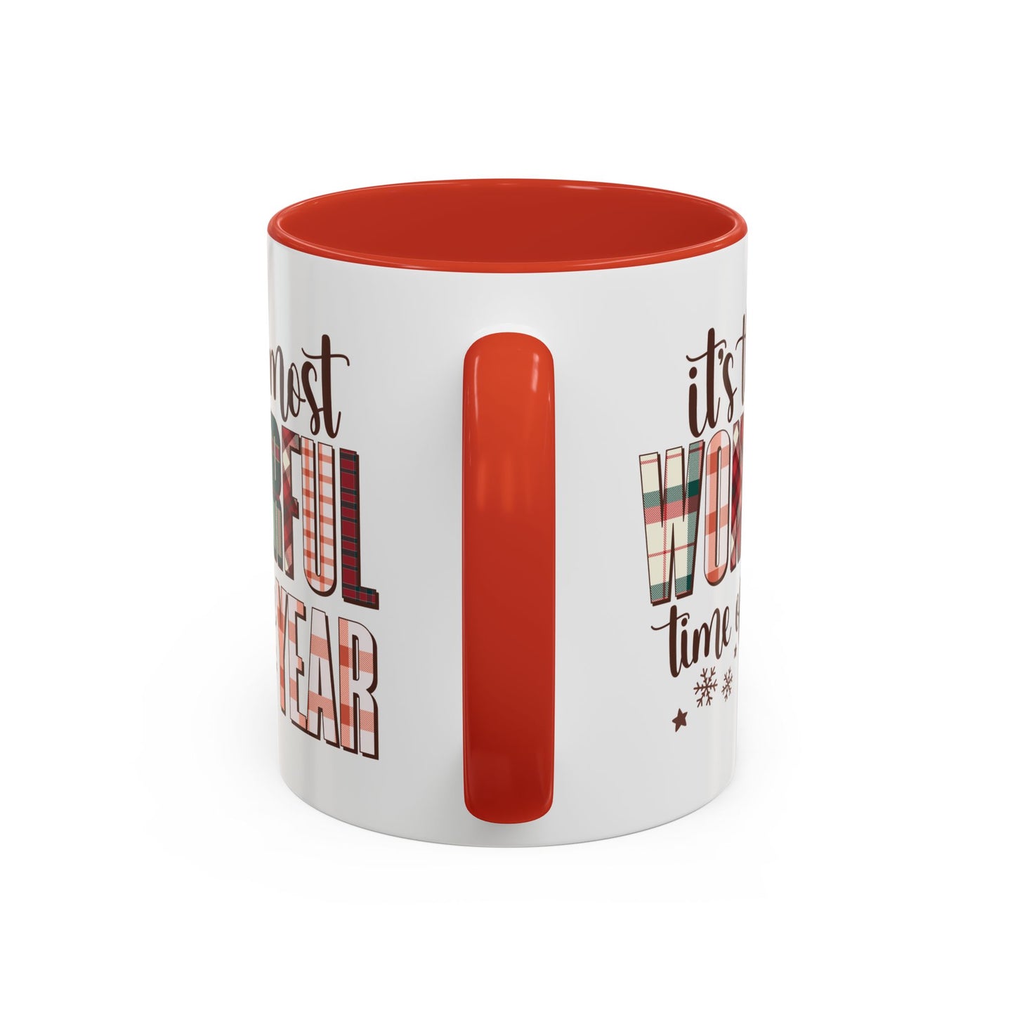 It's the Most Wonderful Time of the Year Christmas Mug | Plaid Text Holiday Design | Festive Winter Coffee Mug