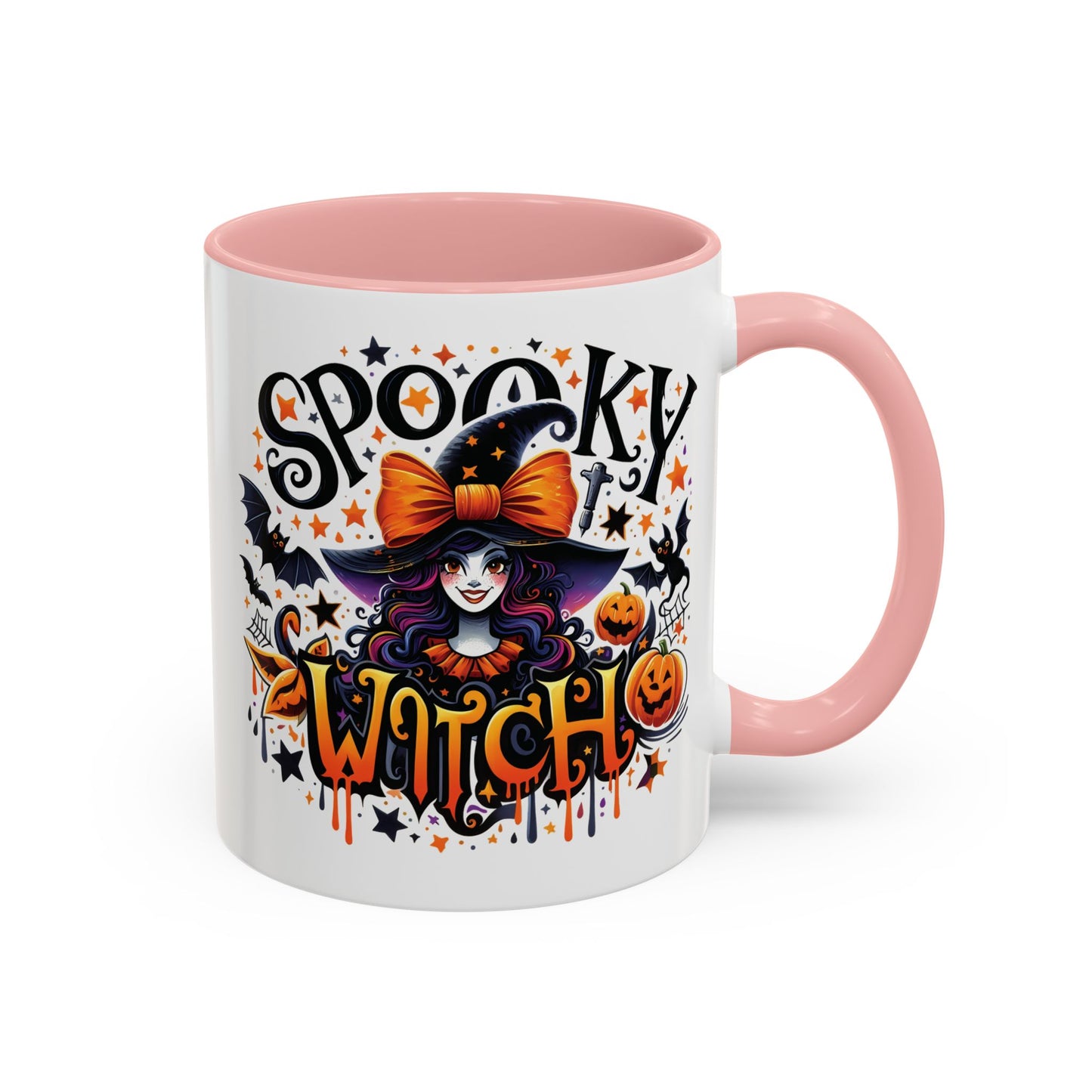 Spooky Witch Halloween Mug | Colorful Witch and Pumpkin Design | 11oz and 15oz Ceramic Coffee Cup