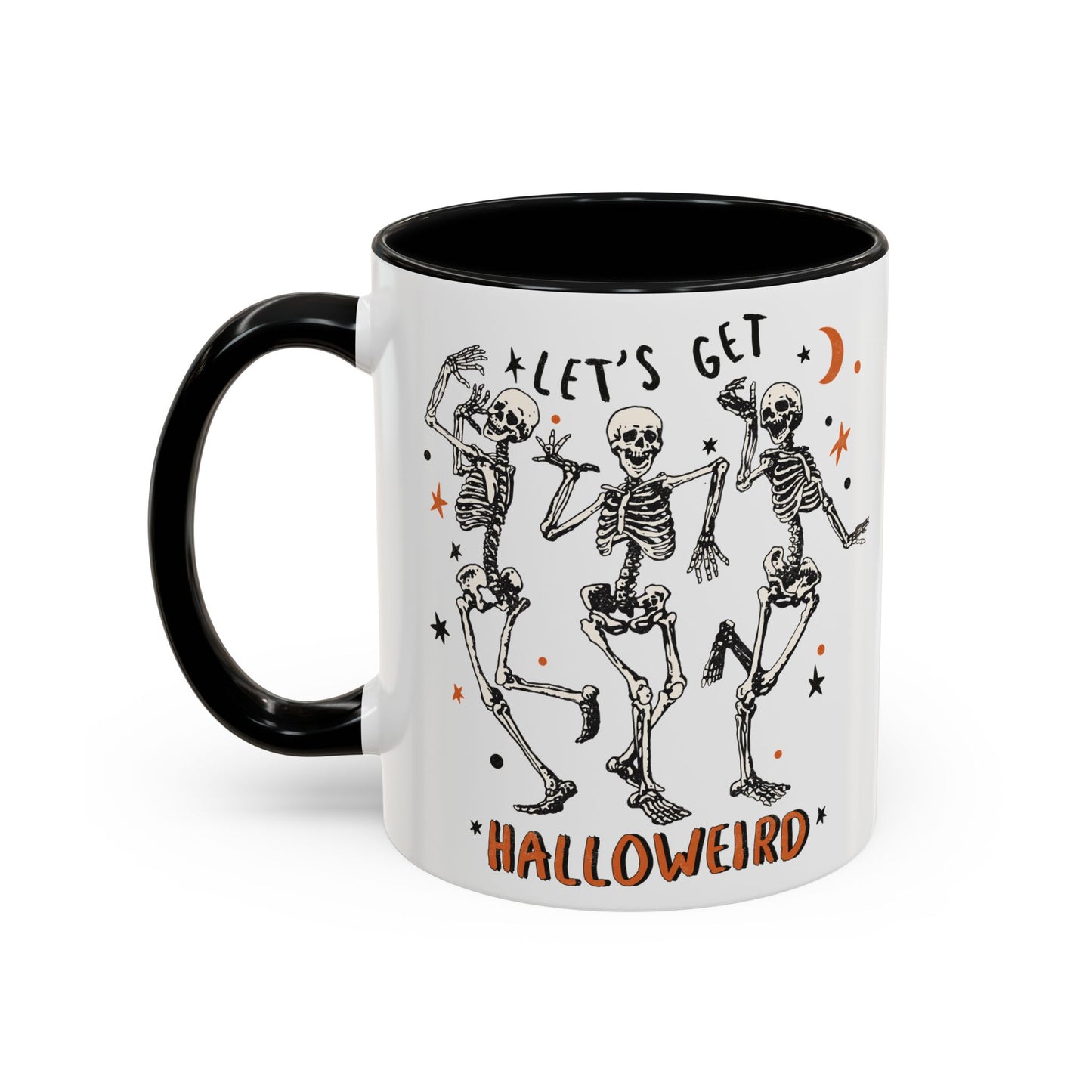 Lets Get Halloweird Halloween Mug | Dancing Skeleton Design | Funny Spooky Coffee Mug | Fall Drinkware | Unique Halloween Gift