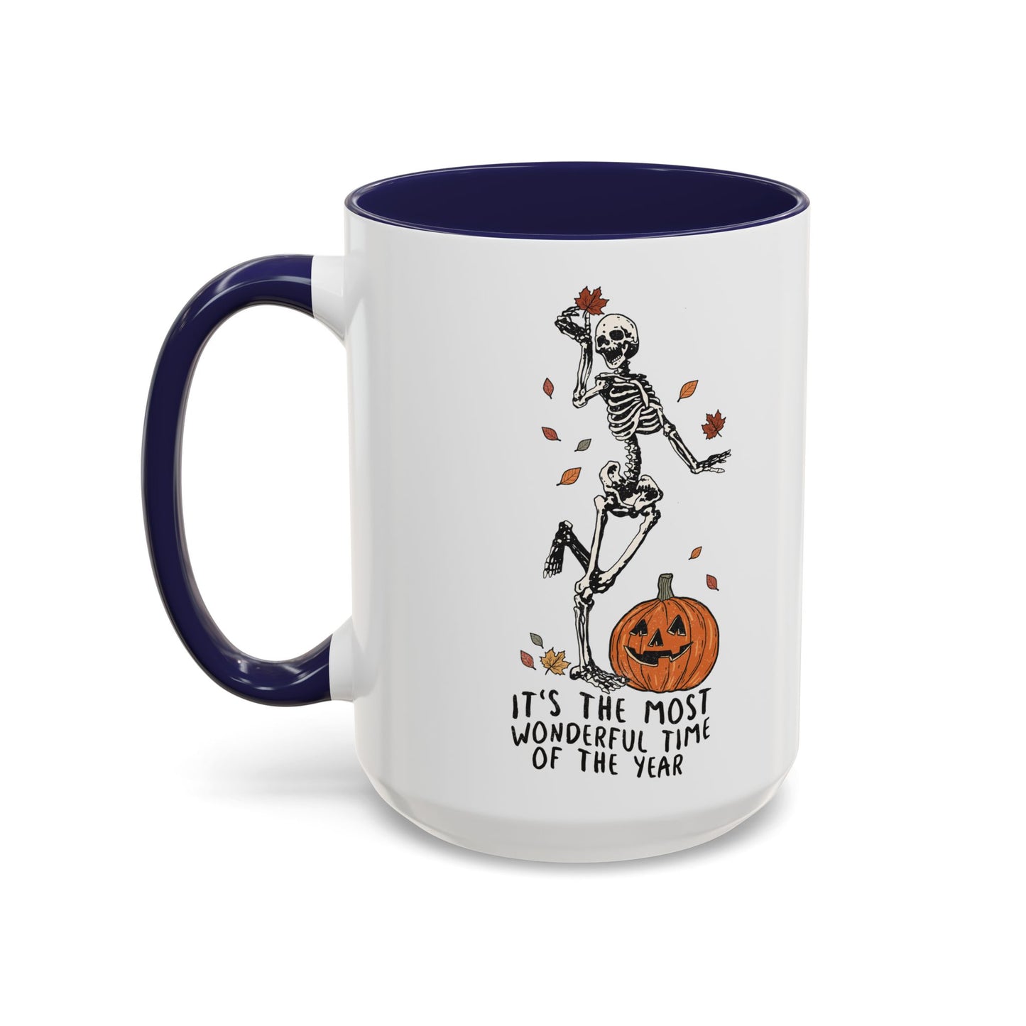 Most Wonderful Time of the Year Skeleton Mug | Funny Halloween Coffee Mug | Jack-o-Lantern Fall Drinkware | Spooky Season Gift