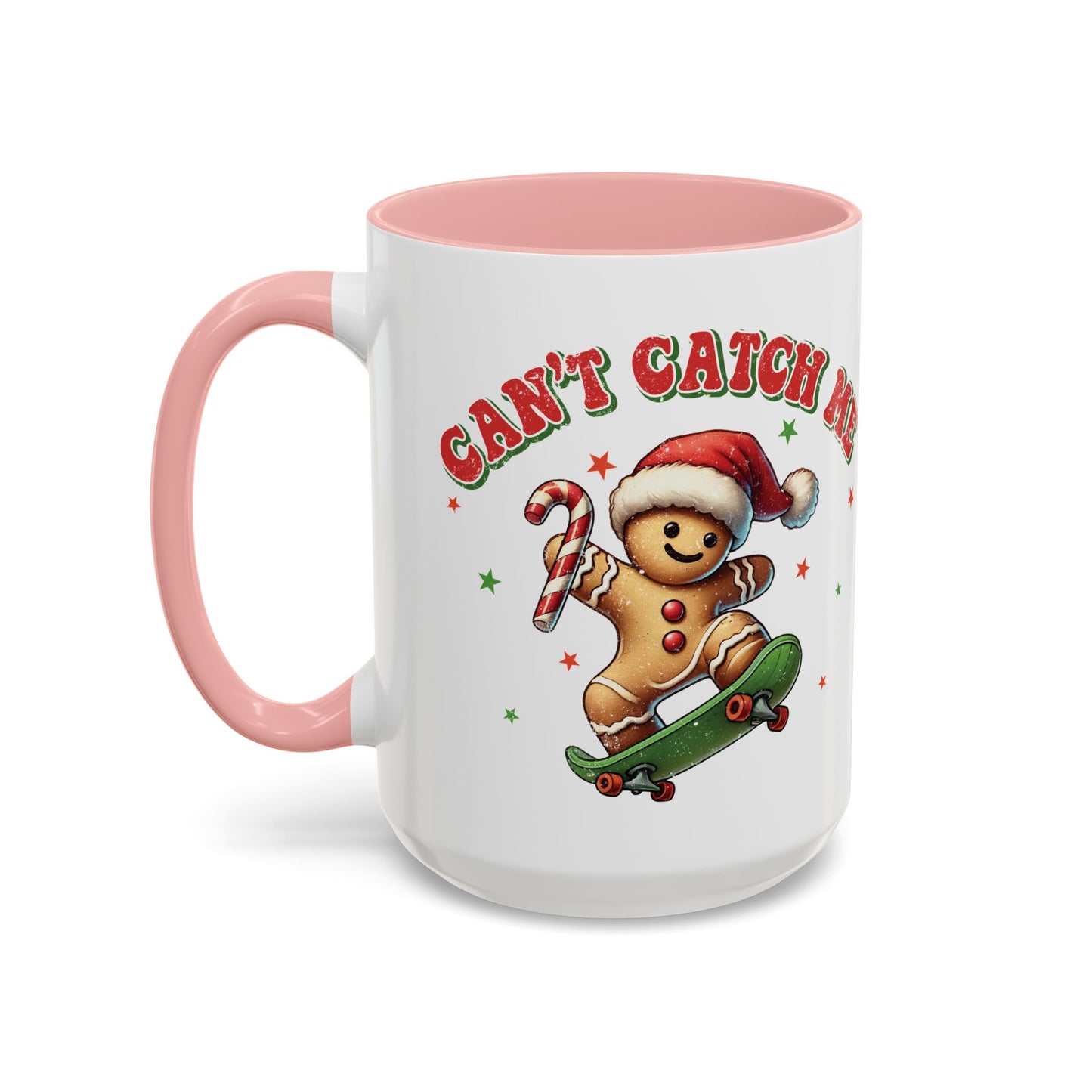 Can't Catch Me Gingerbread Mug - Fun Holiday Skateboarding Gingerbread Design - Perfect for Christmas Cheer