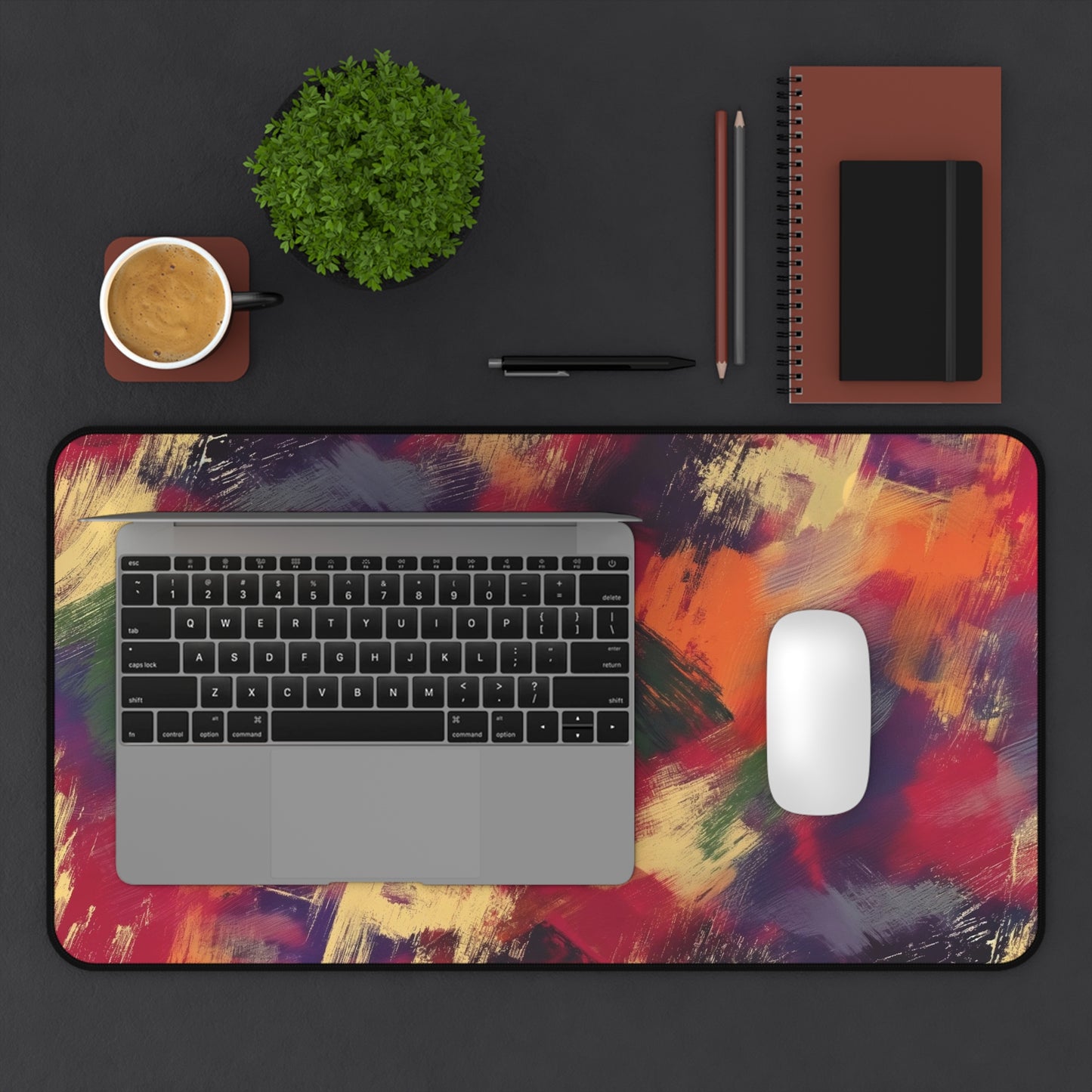 Color Splash Desk Mat | Bold Abstract Neoprene Mouse Pad | Vibrant Anti-Slip Office Desk Mat | 3 Sizes Available