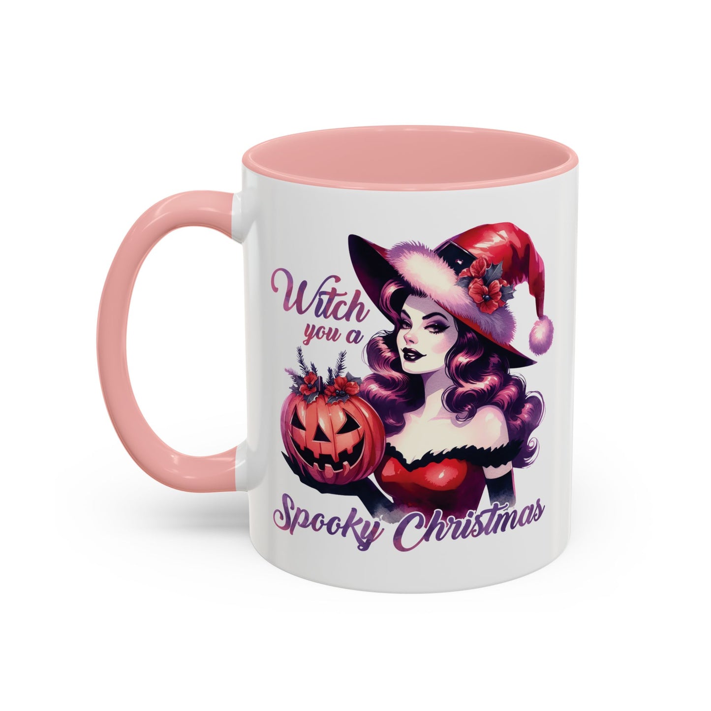 Witch You a Spooky Christmas Mug - Festive Witch and Jack-O'-Lantern Design - Perfect for Halloween and Christmas Lovers