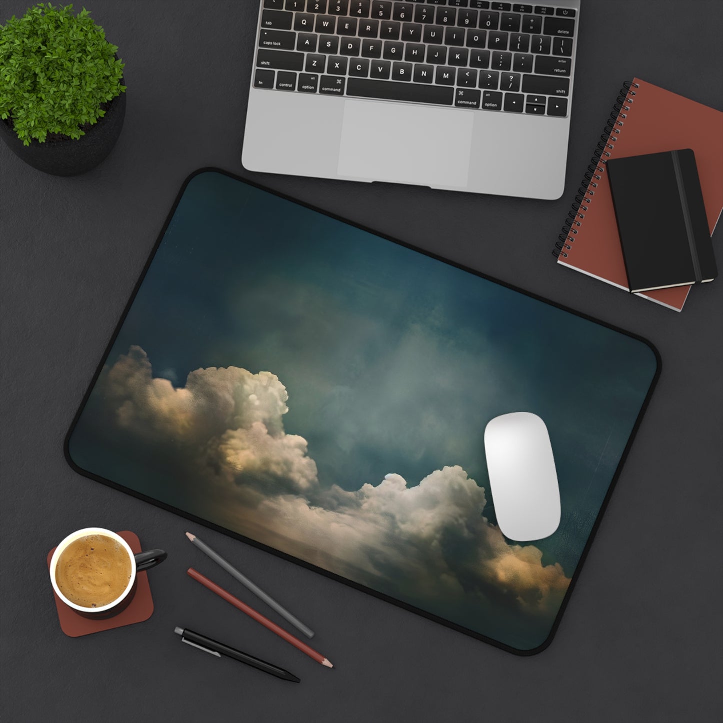 Serene Clouds Computer Desk Mat | Tranquil Sky Mouse Pad | Anti-Slip Neoprene Desk Mat for Home Office | 3 Sizes Available