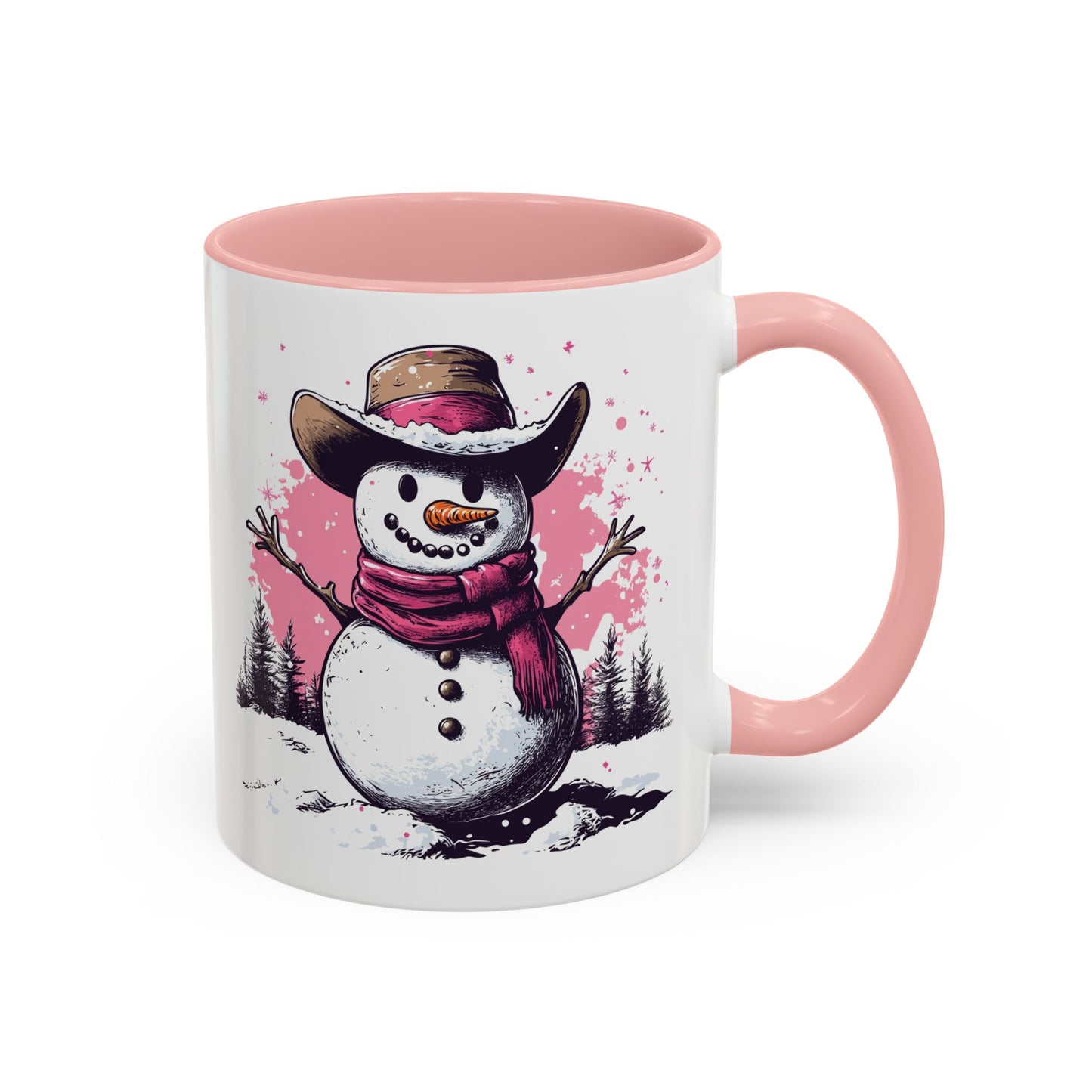 Cowboy Snowman Ceramic Mug - Festive Western Holiday Design - Perfect for Christmas and Winter Fun