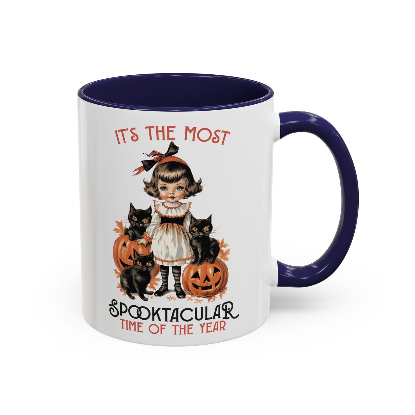 Spooktacular Time of the Year Halloween Mug | Vintage Black Cat and Doll Design | Halloween Coffee Mug | Fall Drinkware