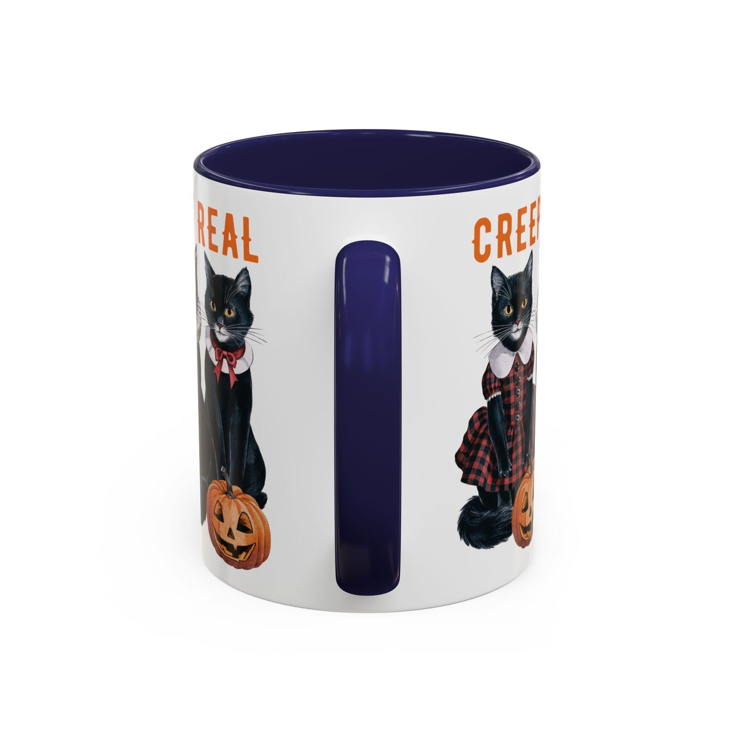 Creep It Real Halloween Mug | Black Cat and Pumpkin Design | Halloween Coffee Mug | Fall Drinkware