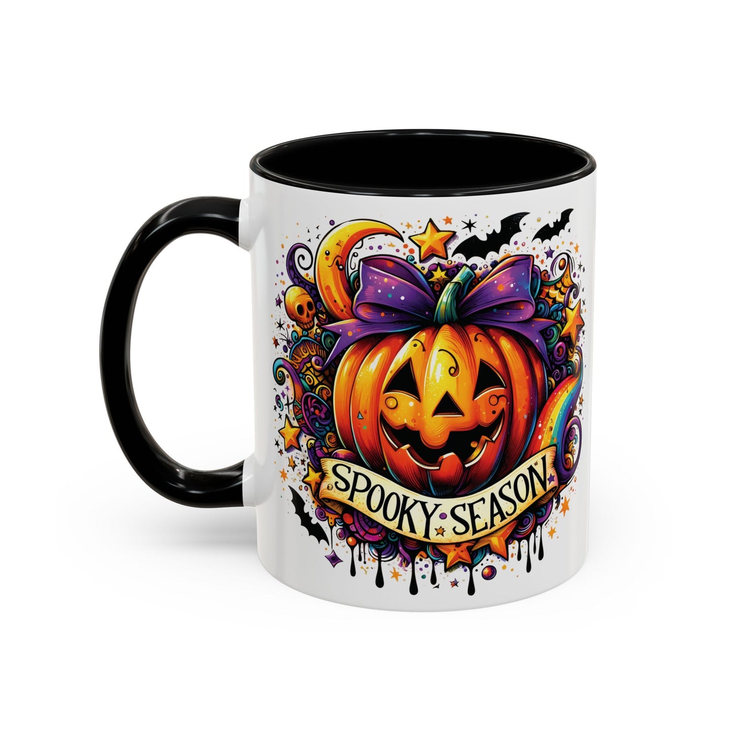 Spooky Season Halloween Mug | Colorful Pumpkin Design | 11oz and 15oz Ceramic Coffee Cup