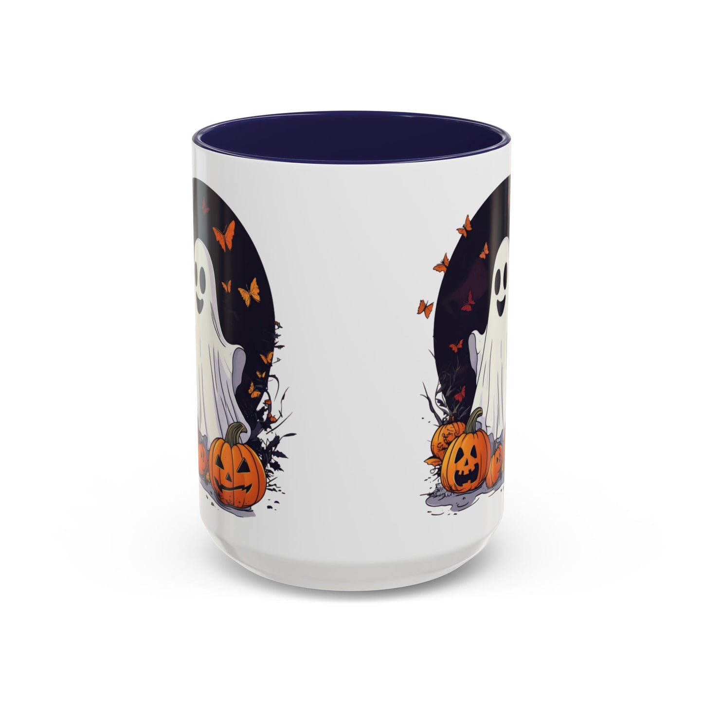 Halloween Ghost Mug - Cute Pumpkin Coffee Cup - White Ceramic Mug with Red Accent - Perfect Spooky Gift - 11oz & 15oz - BPA Free