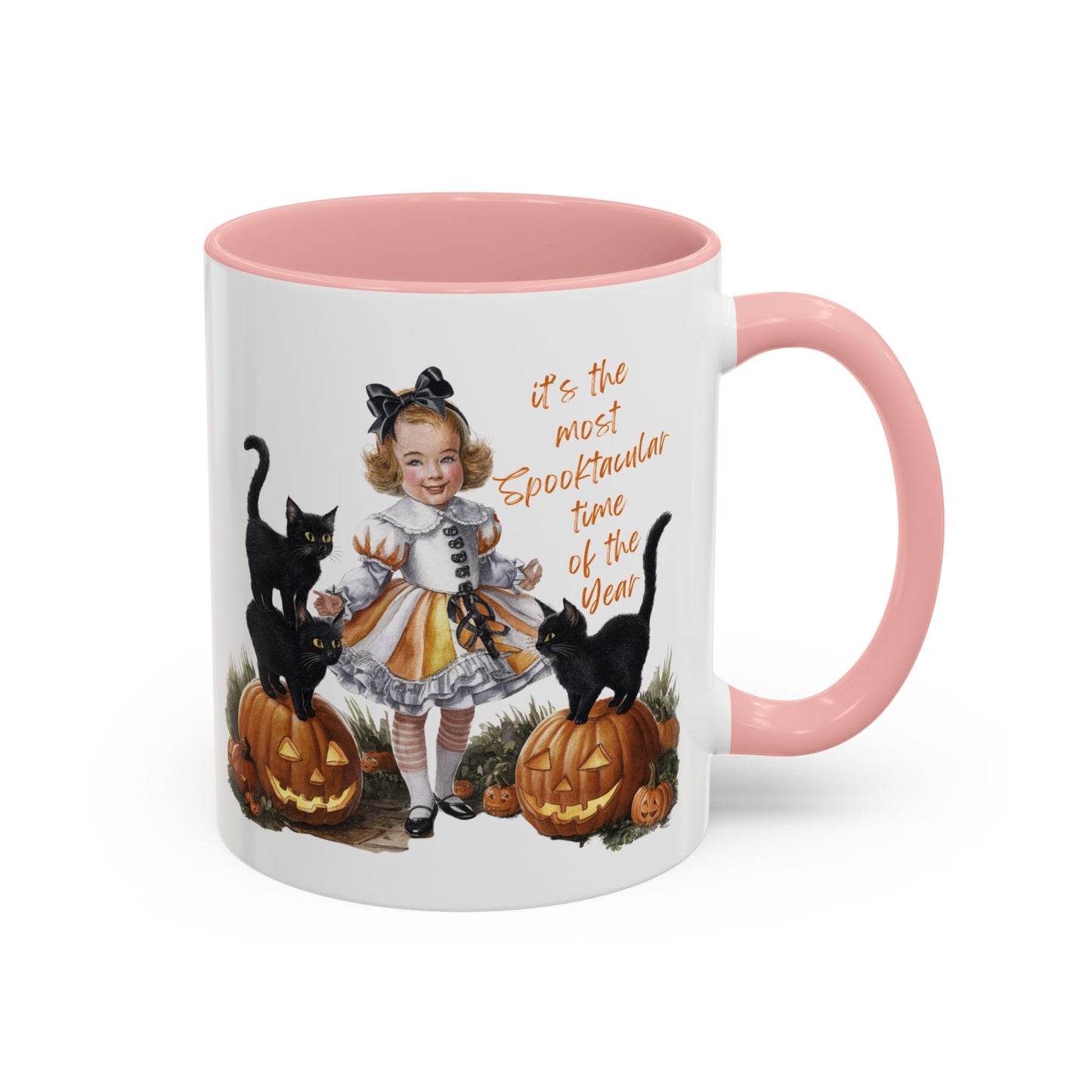 Most Spooktacular Time of the Year Mug | Vintage Halloween Girl with Black Cats and Pumpkins | Halloween Coffee Mug | Fall Drinkware