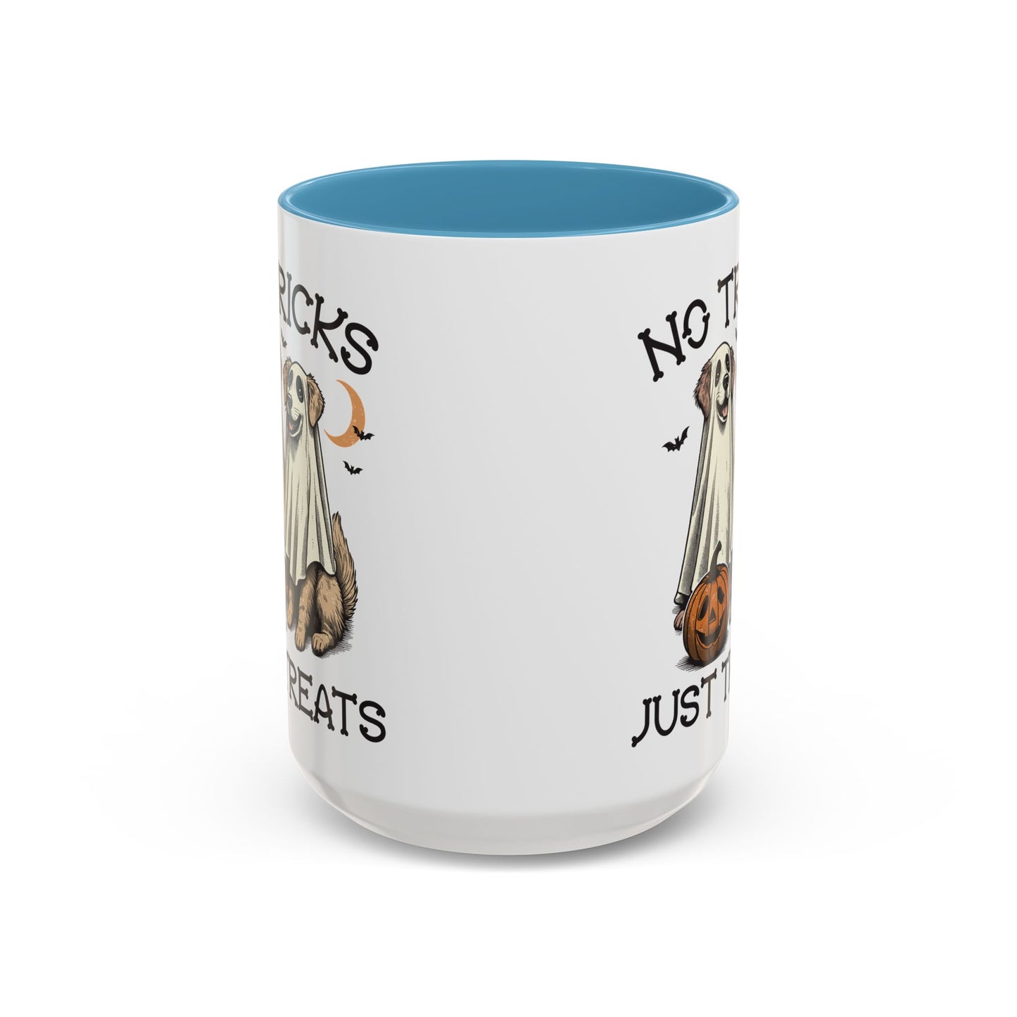 No Tricks Just Treats Halloween Dog Mug | Cute Ghost Dog Coffee Mug | Spooky Season Mug | 11oz and 15oz Ceramic Mug