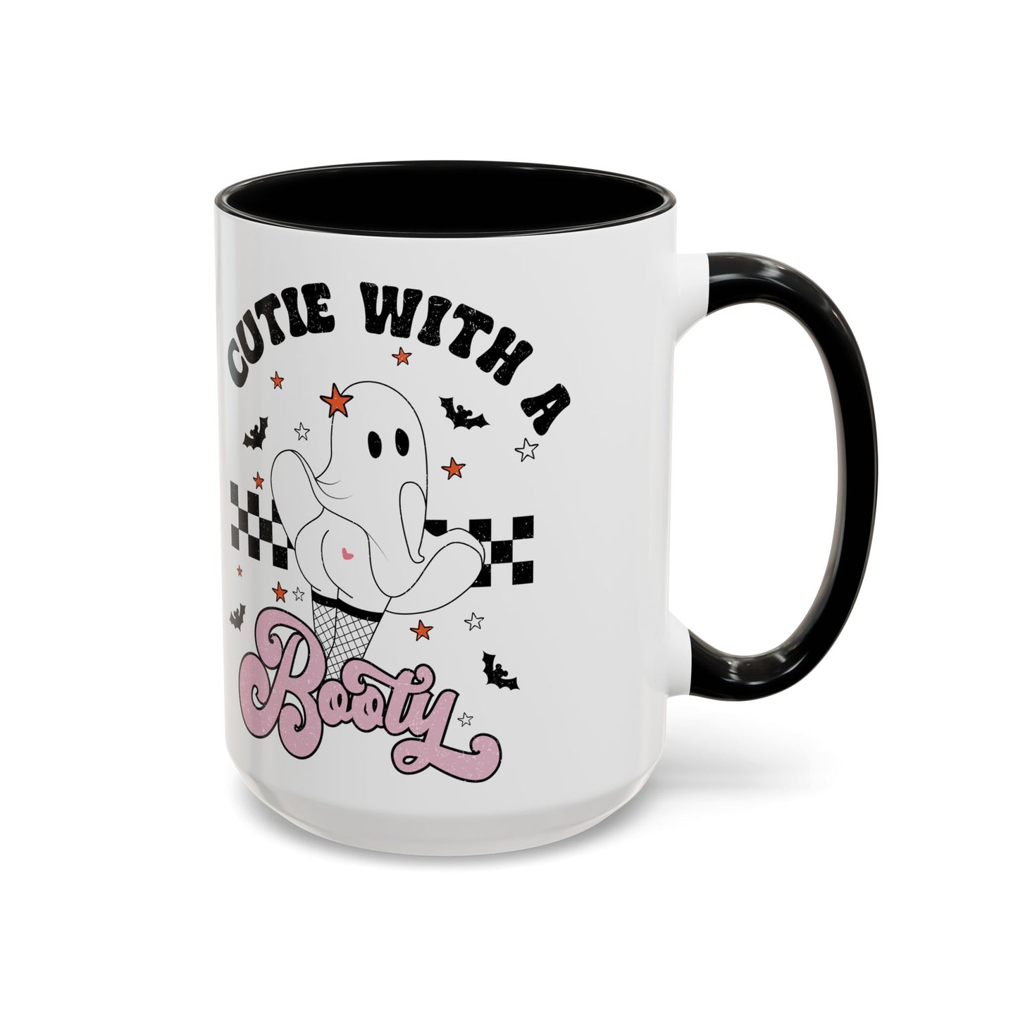 Cutie with a Booty Halloween Ghost Mug | 11oz and 15oz Ceramic Coffee Cup | Funny Halloween Design