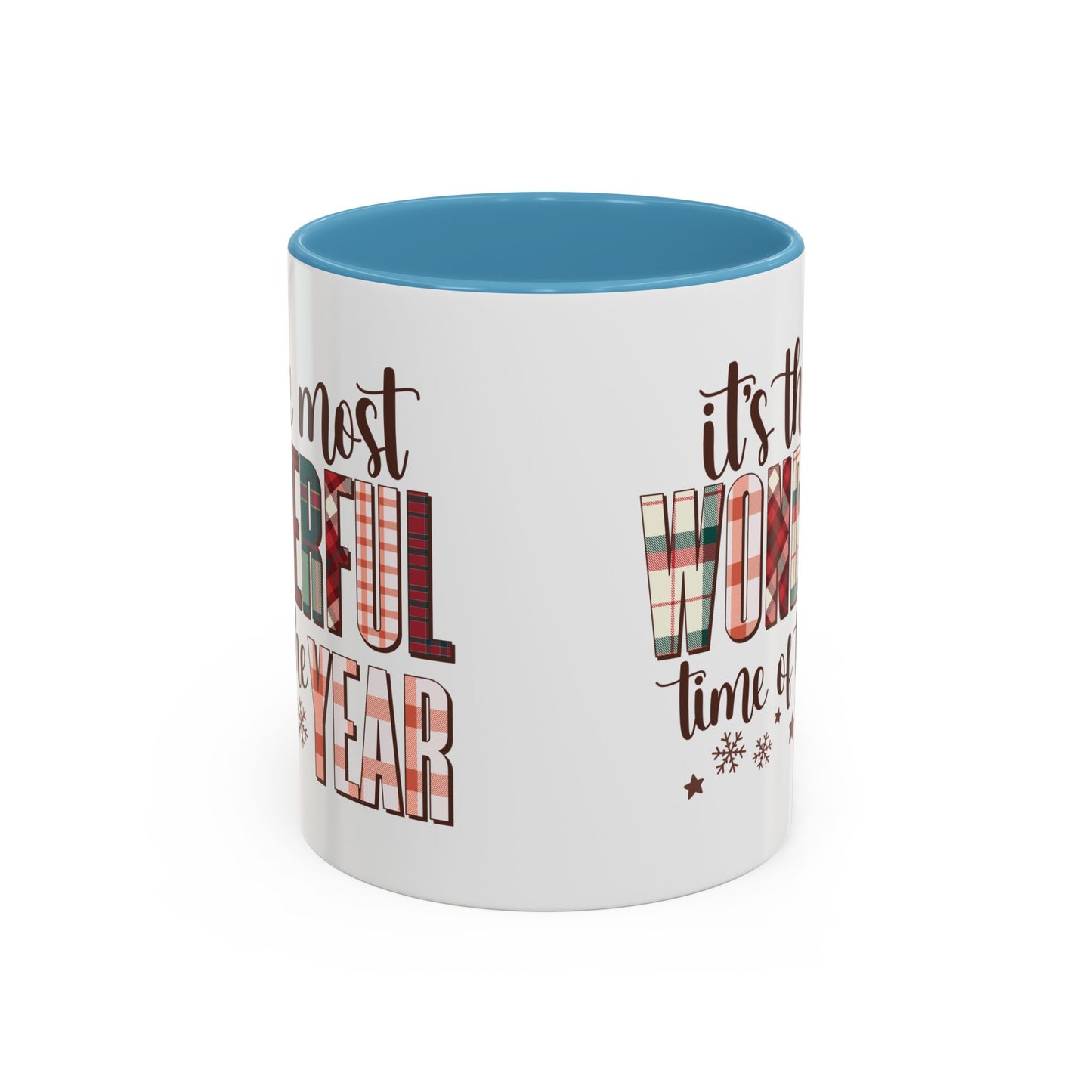 It's the Most Wonderful Time of the Year Christmas Mug | Plaid Text Holiday Design | Festive Winter Coffee Mug