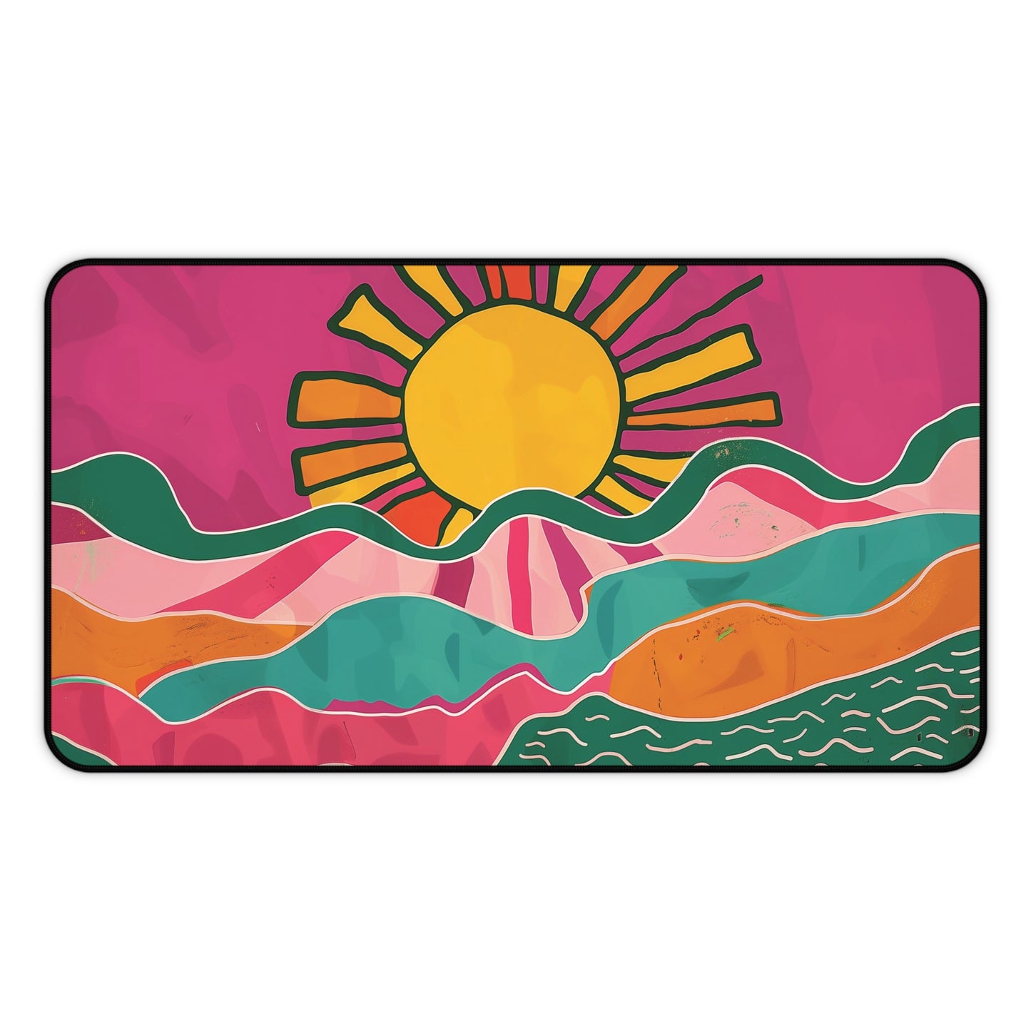 Colorful Sunrise Desk Mat | Vibrant Abstract Design | Neoprene | Anti-Slip | 3 Sizes