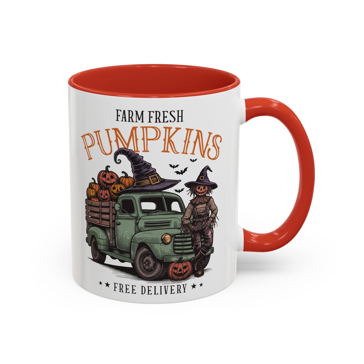 Farm Fresh Pumpkins Mug | Vintage Truck Fall Mug | Halloween Pumpkin Patch Coffee Cup | 11oz and 15oz Ceramic Mug