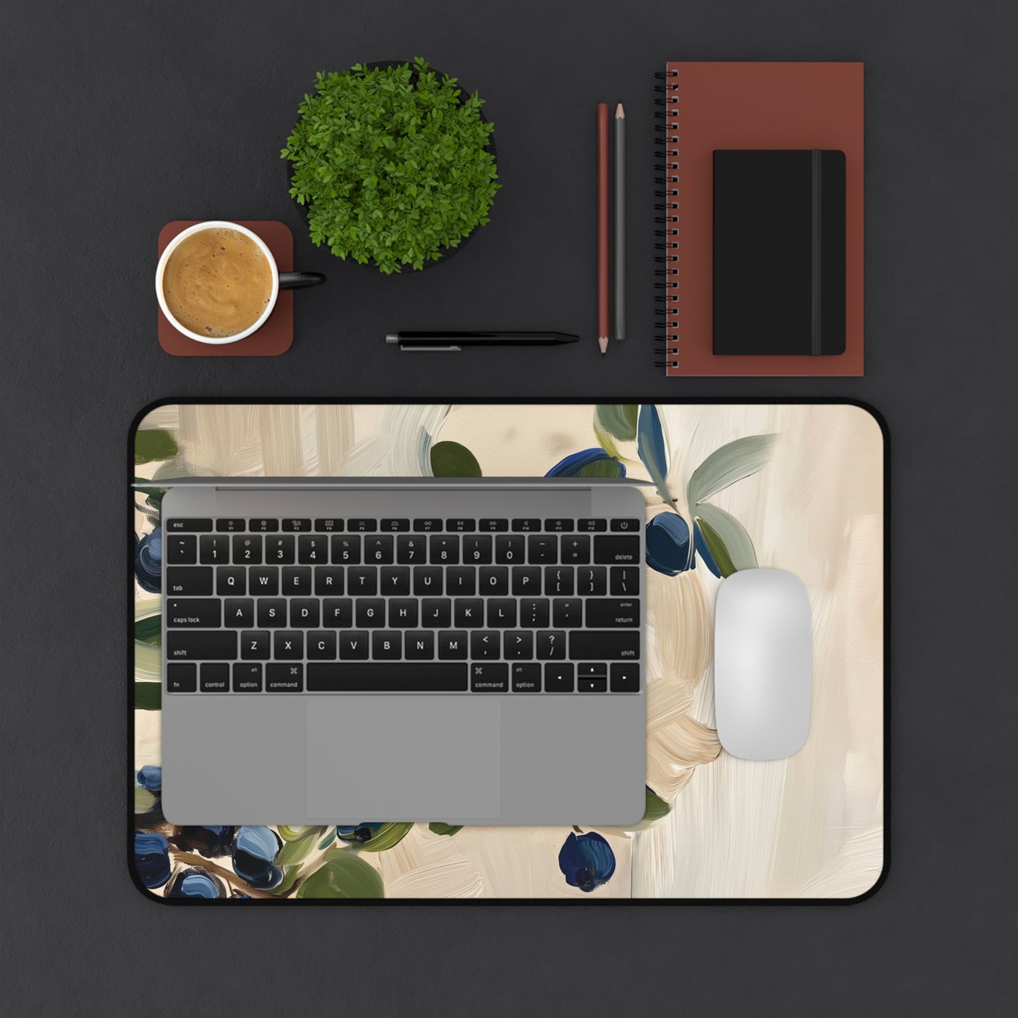 Blueberry Branch Desk Mat | Neoprene Mouse Pad | Anti-Slip Office Desk Mat | 3 Sizes Available